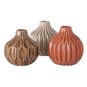 BOLTZE Dekovase Vase im 3er Set im Shabby Chic Look aus Keramik Blumenvase Orange