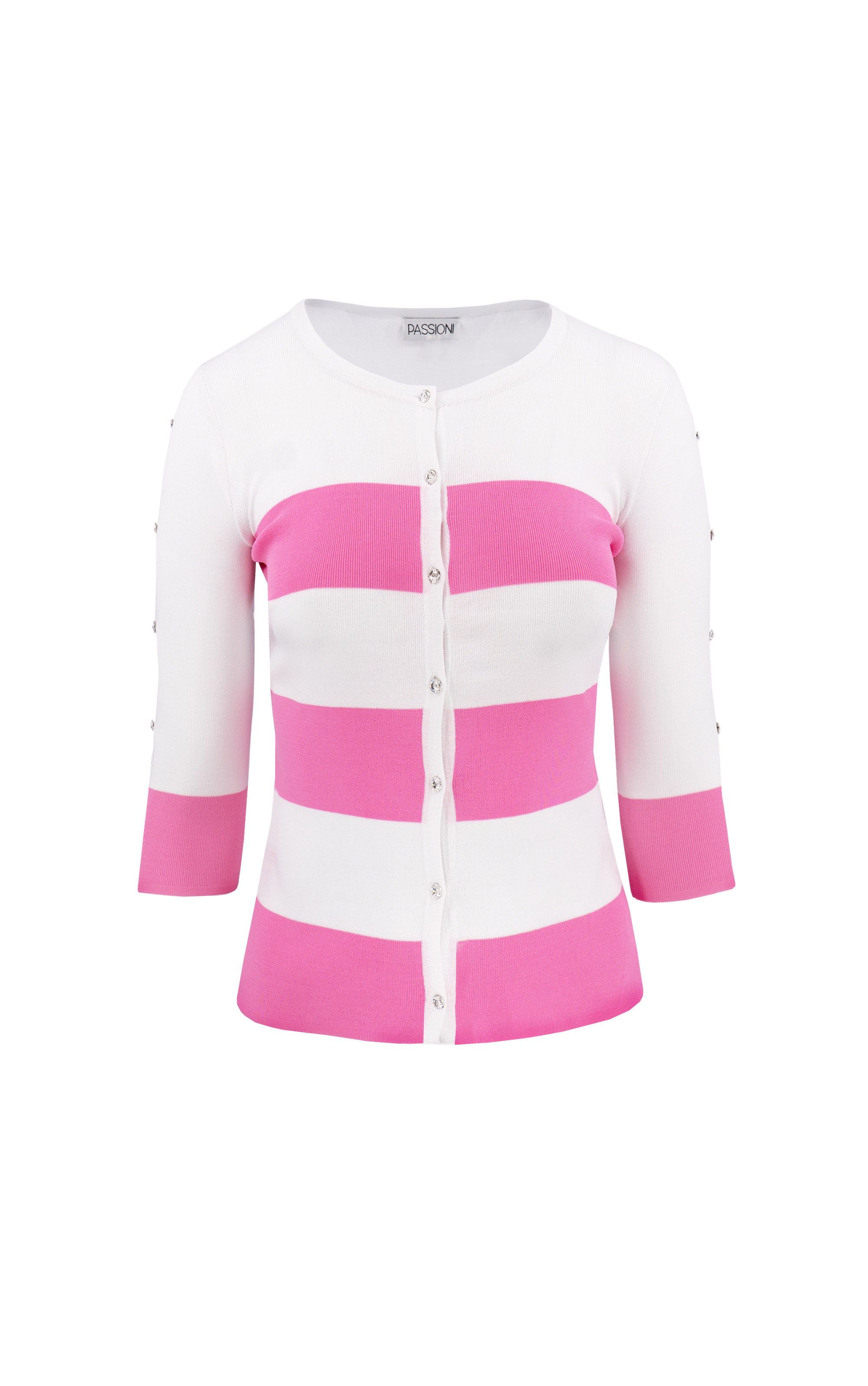 Passioni 2-in-1-Strickjacke rosa gestreift mit Ärmel Cut-Out günstig online kaufen