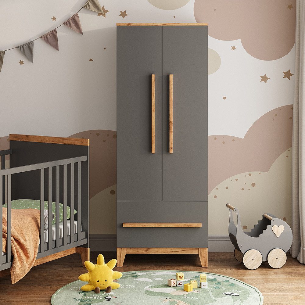 VitaliSpa® Kleiderschrank Malia, Grau/Artisan, 70 x 186.8 cm (1-St) günstig online kaufen