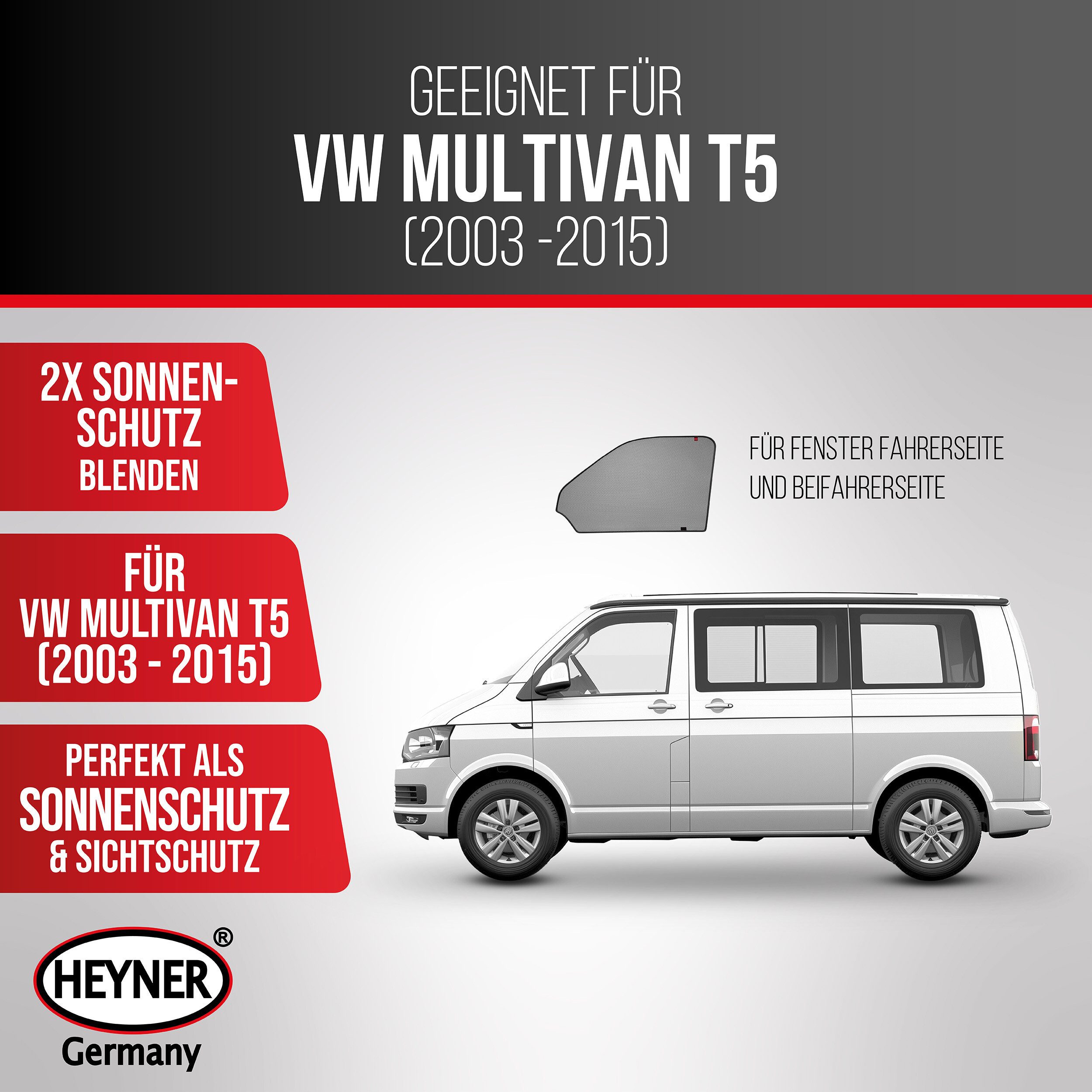 Thumbnail - HEYNER Autosonnenschutz OEM Sonnenschutz VORN passend für VW Multivan (T5) (2003-2015), (Set, 1-St)