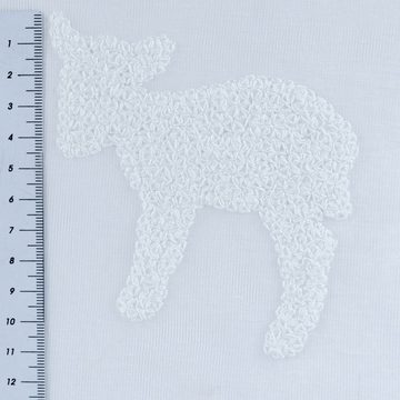 Meterware Rasch Textil Kinder Gardinenstoff Bambino Counting Sheep ecru 150cm, leicht perforiert, Kunstfaser, bestickt