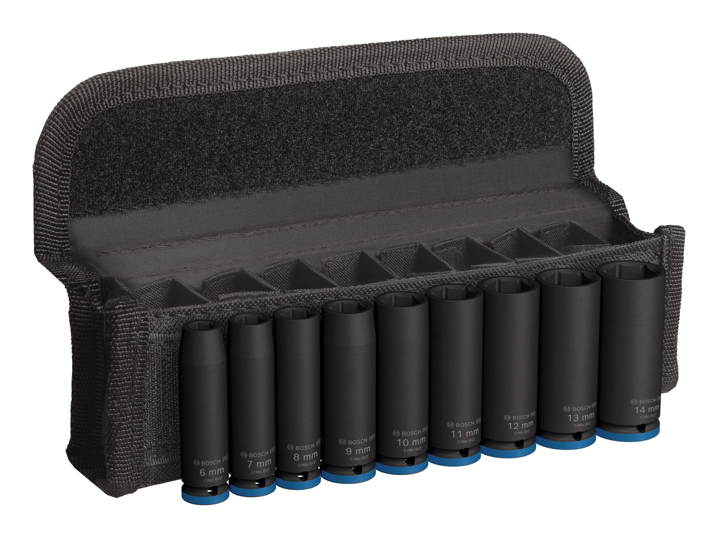 BOSCH Stecknuss Pro Impact Socket, 9 Teile, Steckschlüsseleinsätze-Set, 1/4", tief, 9­teilig