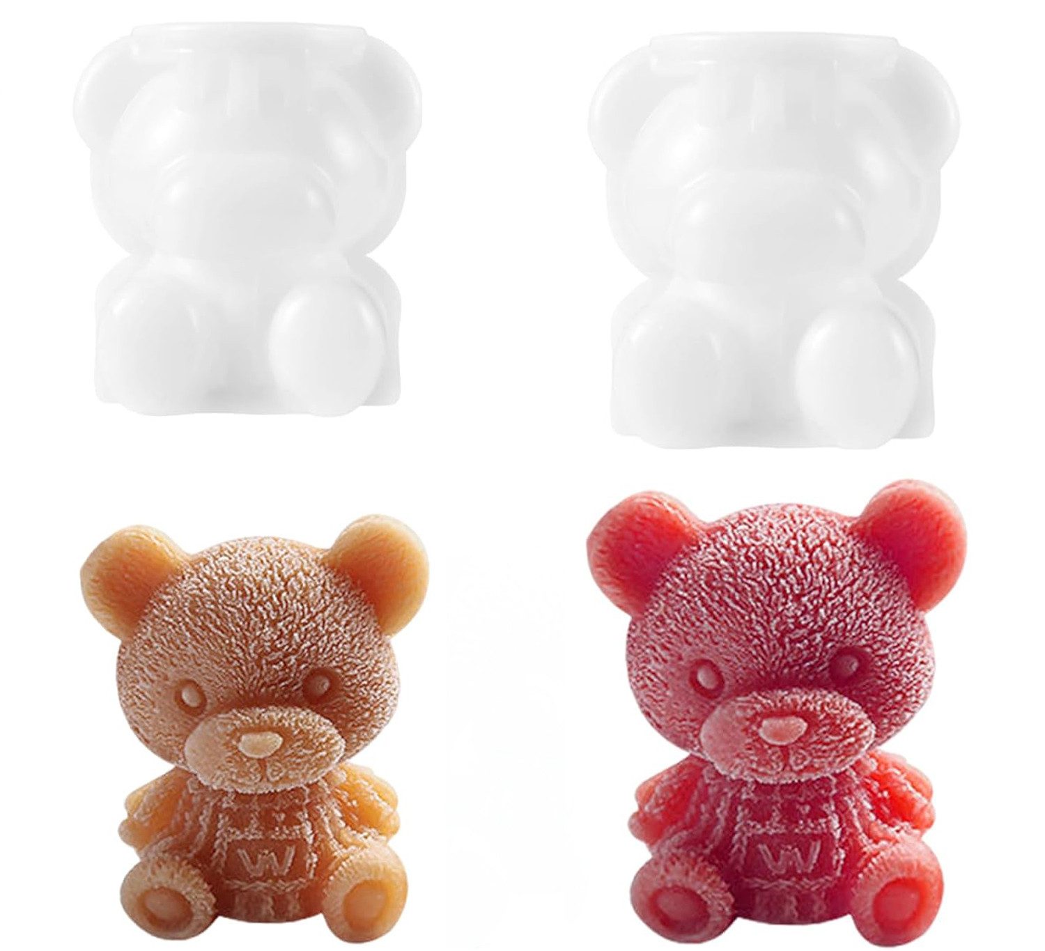 Eiswürfelform 2 Stück 3D Teddybär Eiswürfelform Kleine Bären Kuchen Silikonform