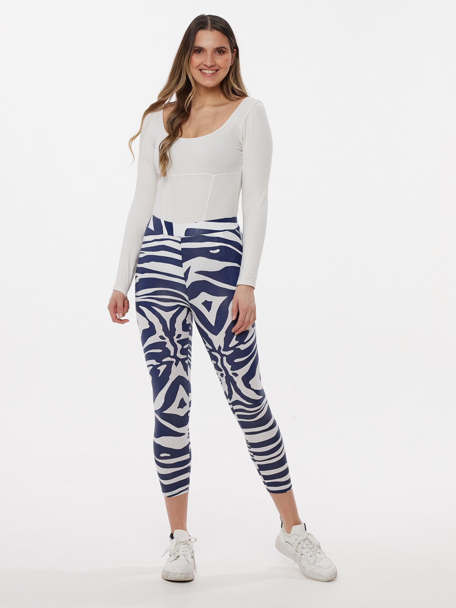 MONACO blue Leggings Stretch-Hose figurbetont mit Animal- Alloverdruck