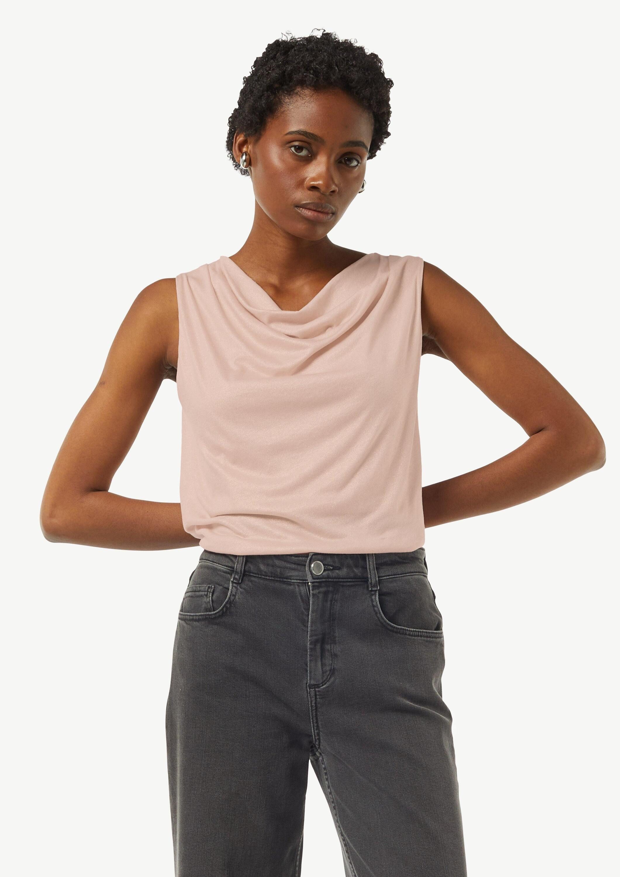 comma Muskelshirt T-Shirt Top mit Wasserfall-Ausschnitt