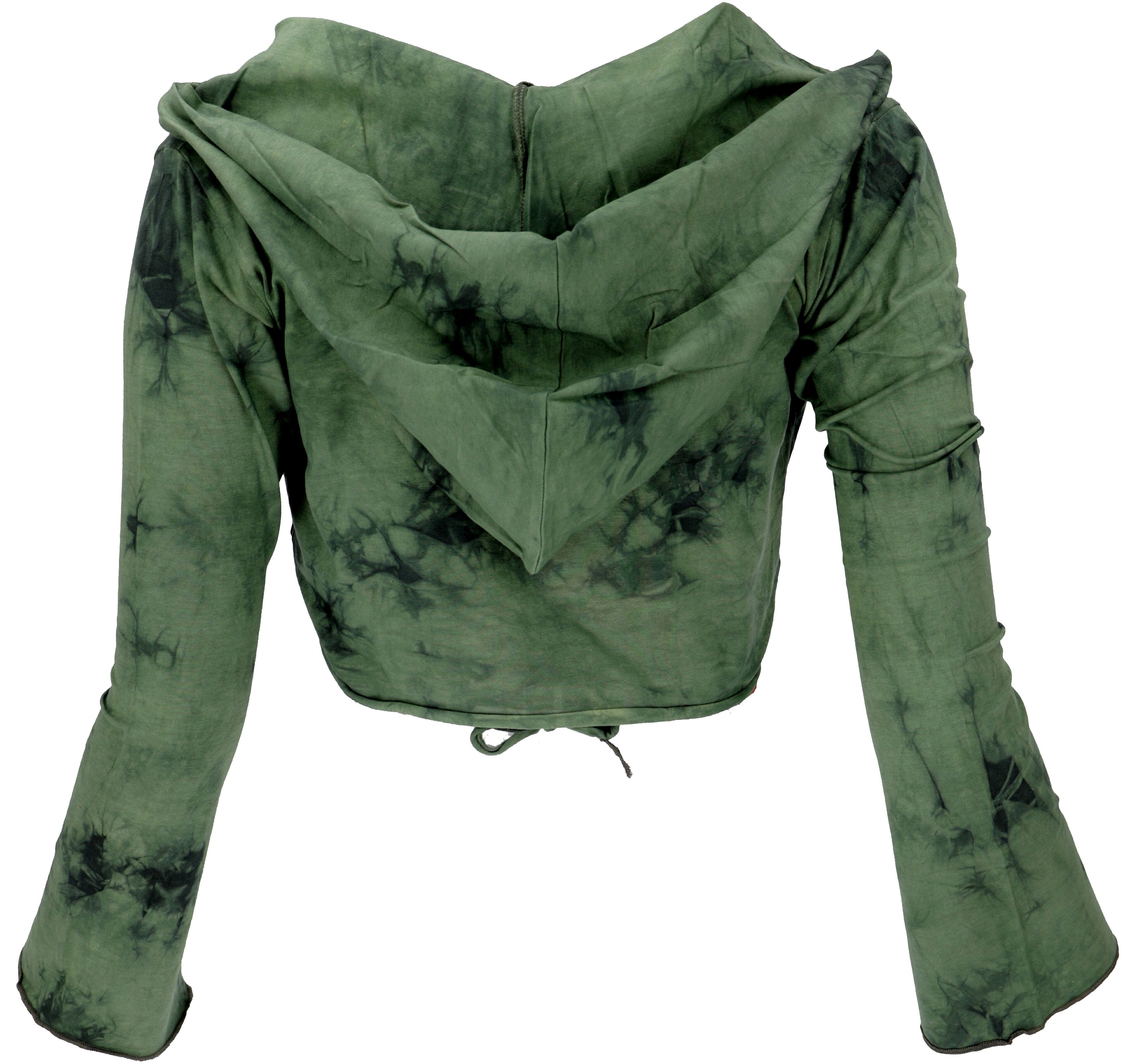 alternative Bekleidung Batik/grün Longsleeve Guru-Shop Wickeltop, mit.. Langarmshirt Yogatop,