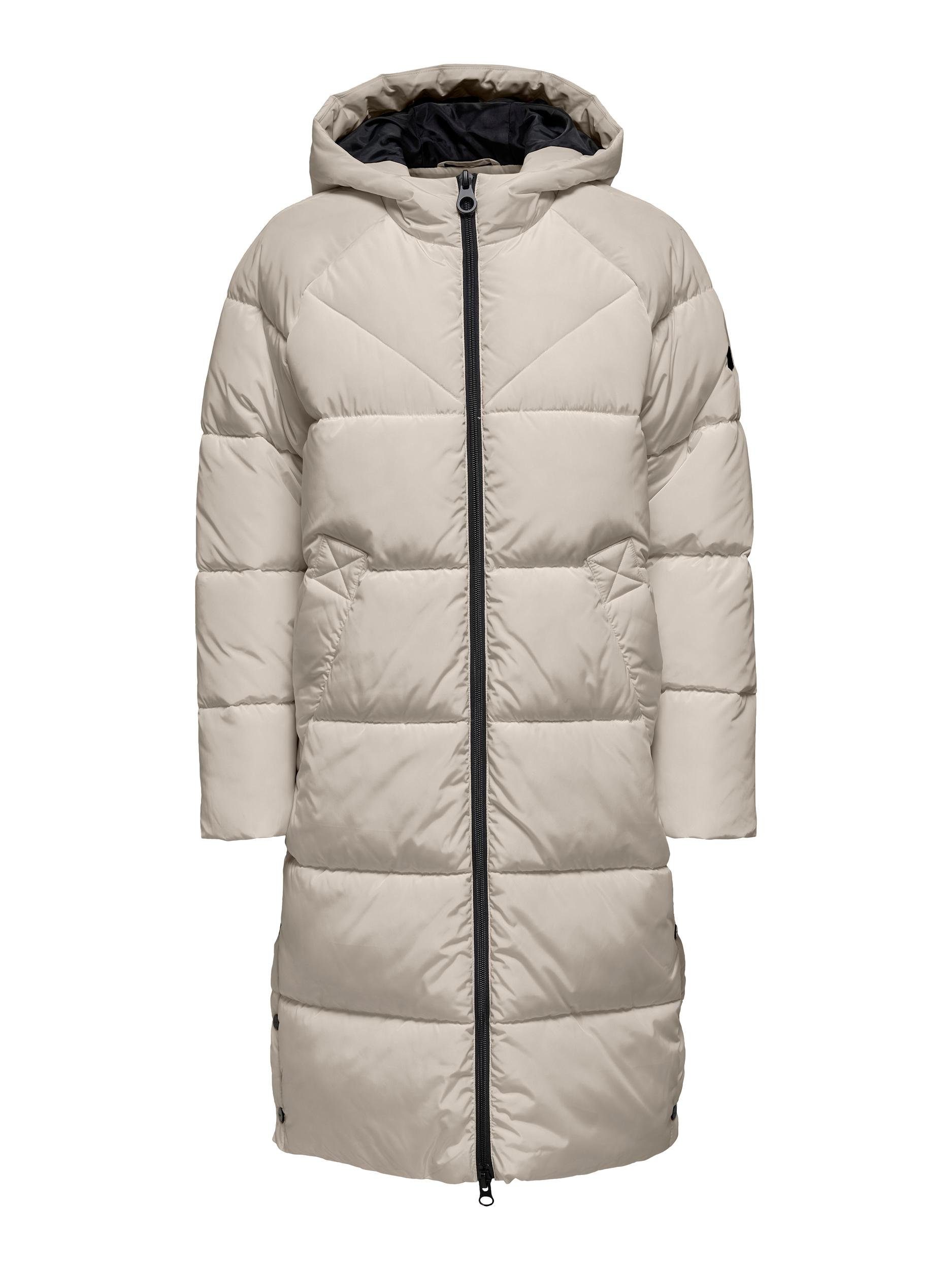 PUFFER Kapuze Steppmantel LONG pumice COAT mit ONLAMANDA ONLY stone