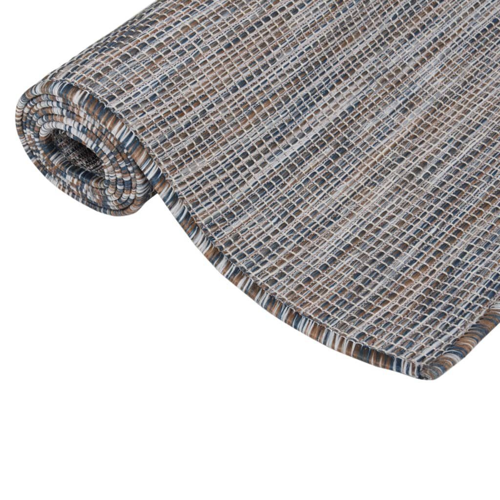 vidaXL Teppich Outdoor-Teppich Flachgewebe 160x230 cm Braun und Blau, Rechteckig