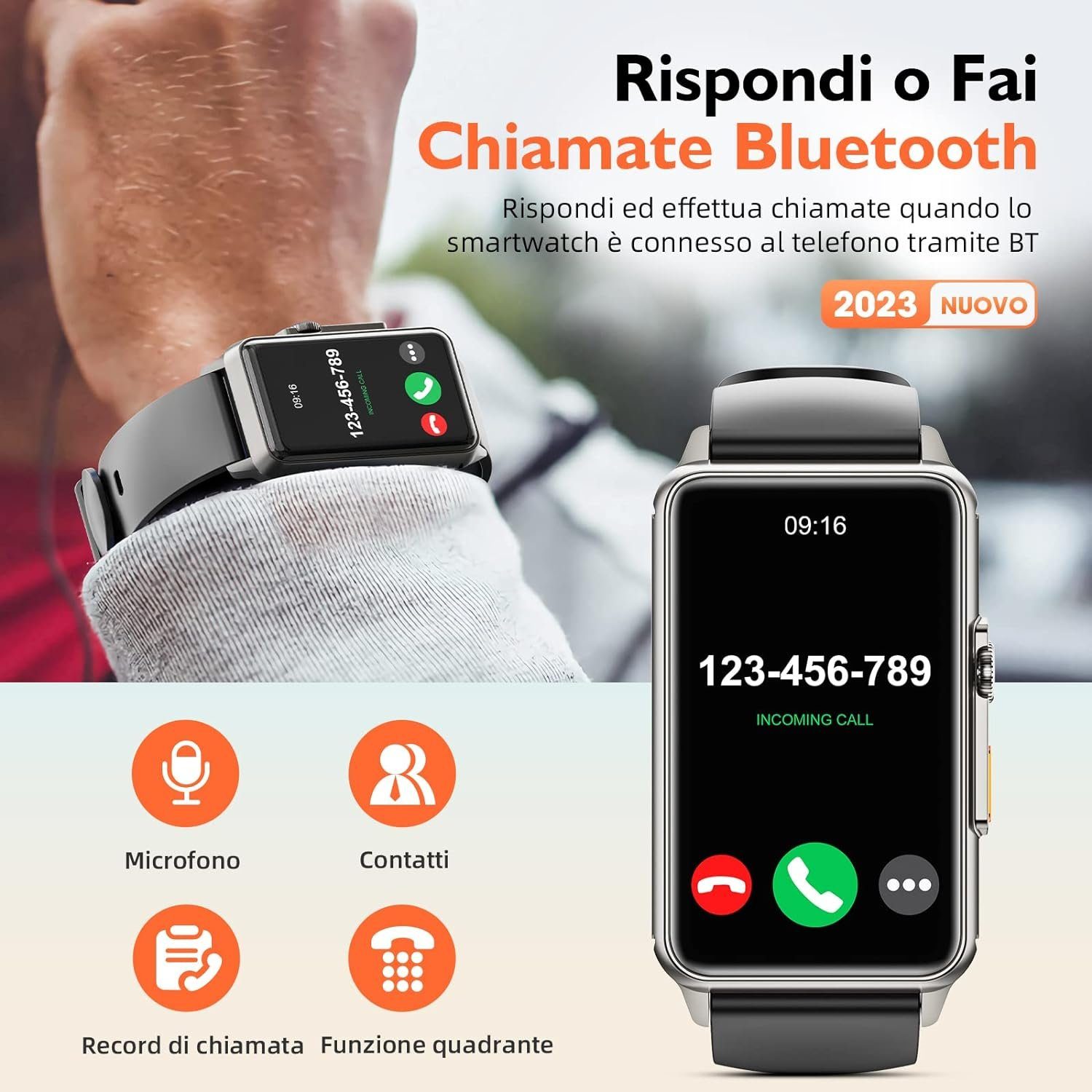 Mingtawn für Herren und Damen, mit Bluetooth-Anrufen Smartwatch (1.57 Zoll,  Andriod iOS), mit Herzfrequenz/Schlaf, wasserdicht IP67, Sportuhren