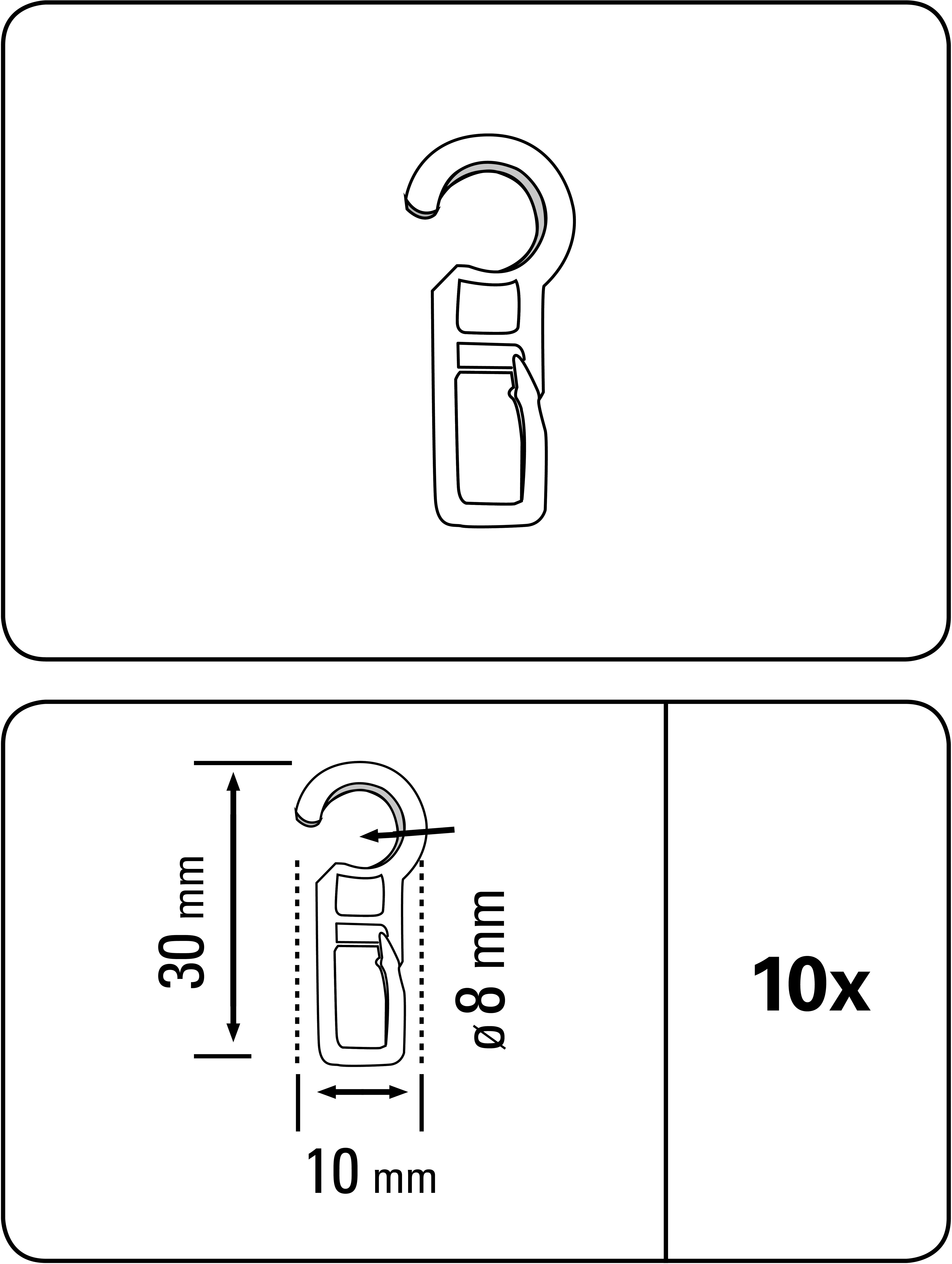 GARDINIA Faltenclip Gardinenhaken Kunststoff, (10-St), Zubehör Vitragestangen/Caféhausstangen