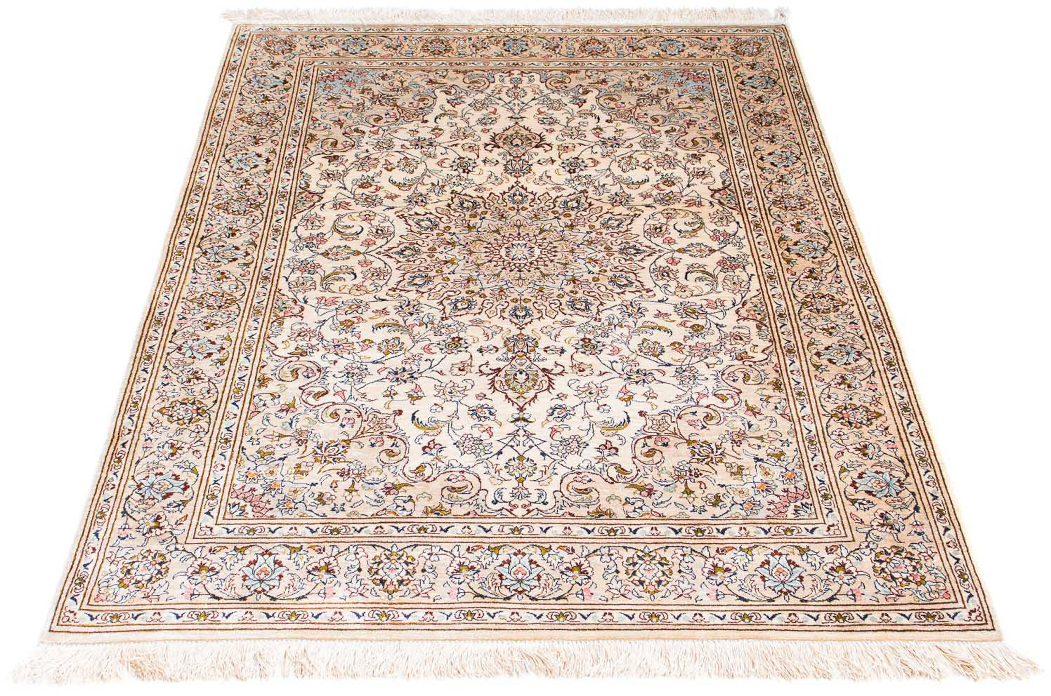 Orientteppich Perser - Ghom - 147 x 100 cm - beige, morgenland, rechteckig, Höhe: 10 mm, Wohnzimmer, Handgeknüpft, Einzelstück mit Zertifikat