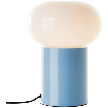 Lightbox Tischleuchte, ohne Leuchtmittel, Tischleuchte mit weißem Glas, 27 cm Höhe, E27, blau