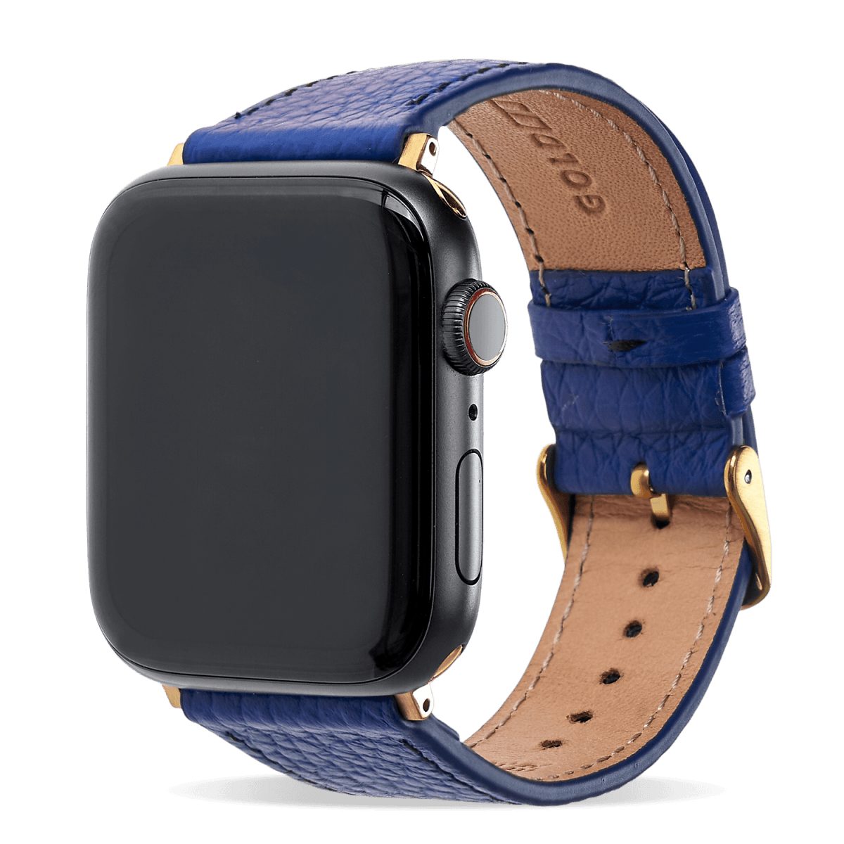 GOLDBLACK Smartwatch-Armband Apple Watch Armband Nappa blau (Adapter gold)