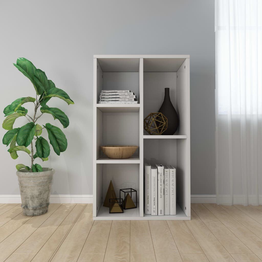 furnicato Bücherregal Bücherregal/Sideboard Hochglanz-Weiß 50x25x80 cm Holzwerkstoff