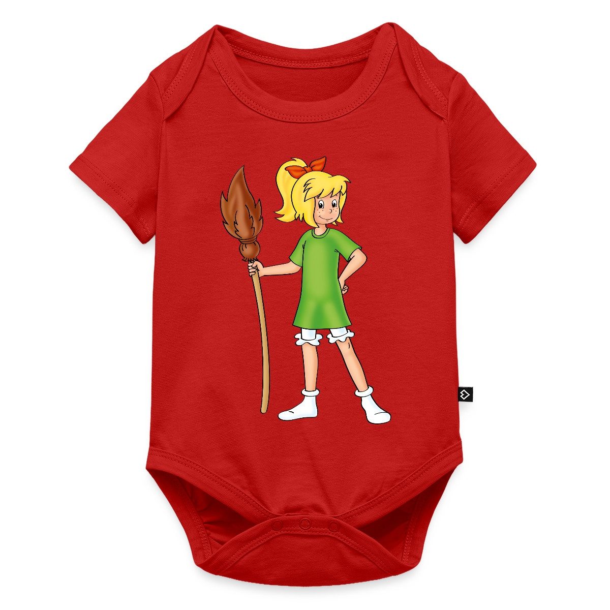 Spreadshirt Kurzarmbody Bibi Blocksberg Mit Ihrem Besen Kartoffelbrei Kurzarm Tages Baby Body (1-tlg)