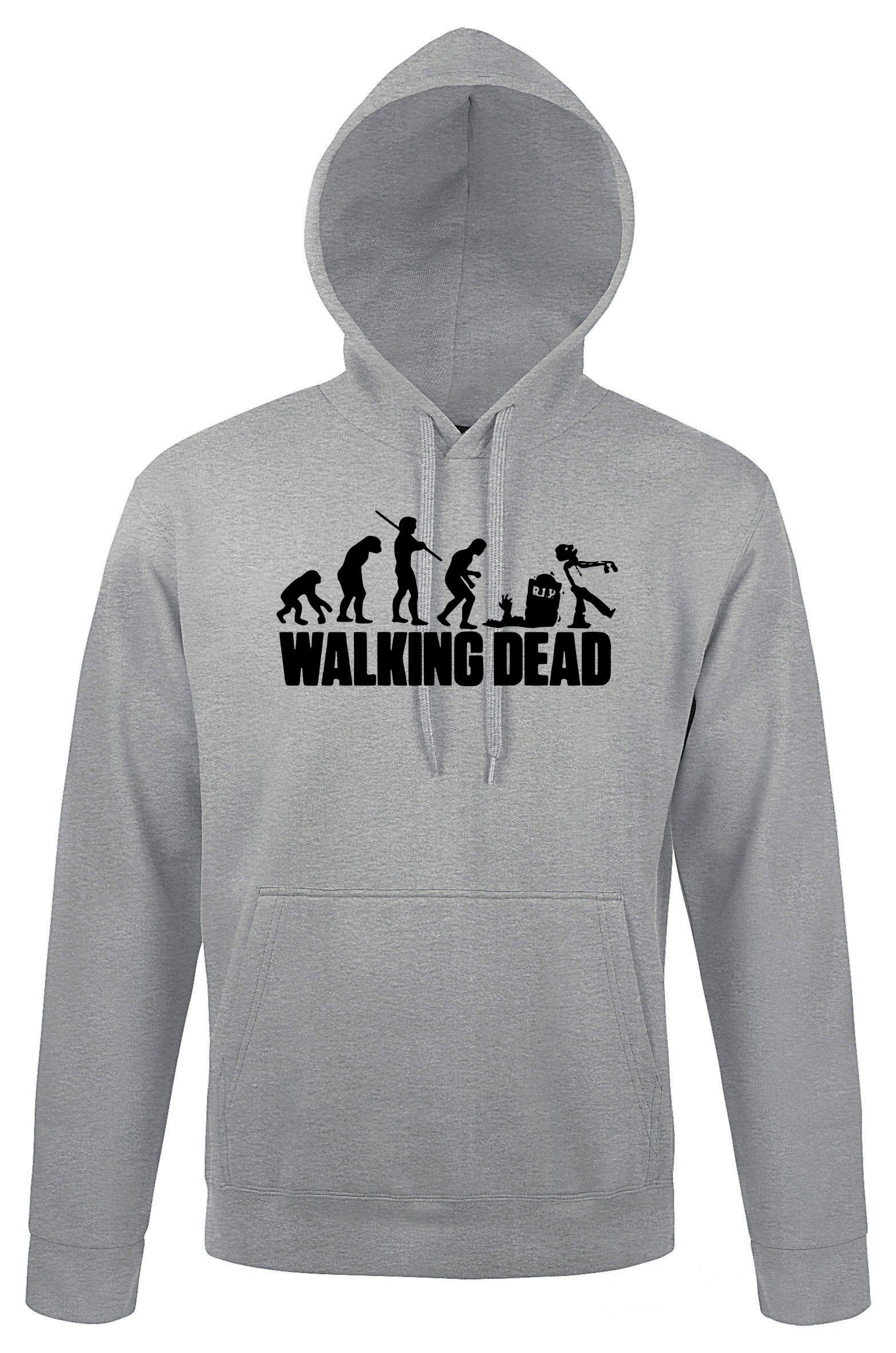 mit Motiv Serien Hoodie Youth Walking Zombie Grau Kapuzenpullover Dead trendigem Pullover Herren Designz