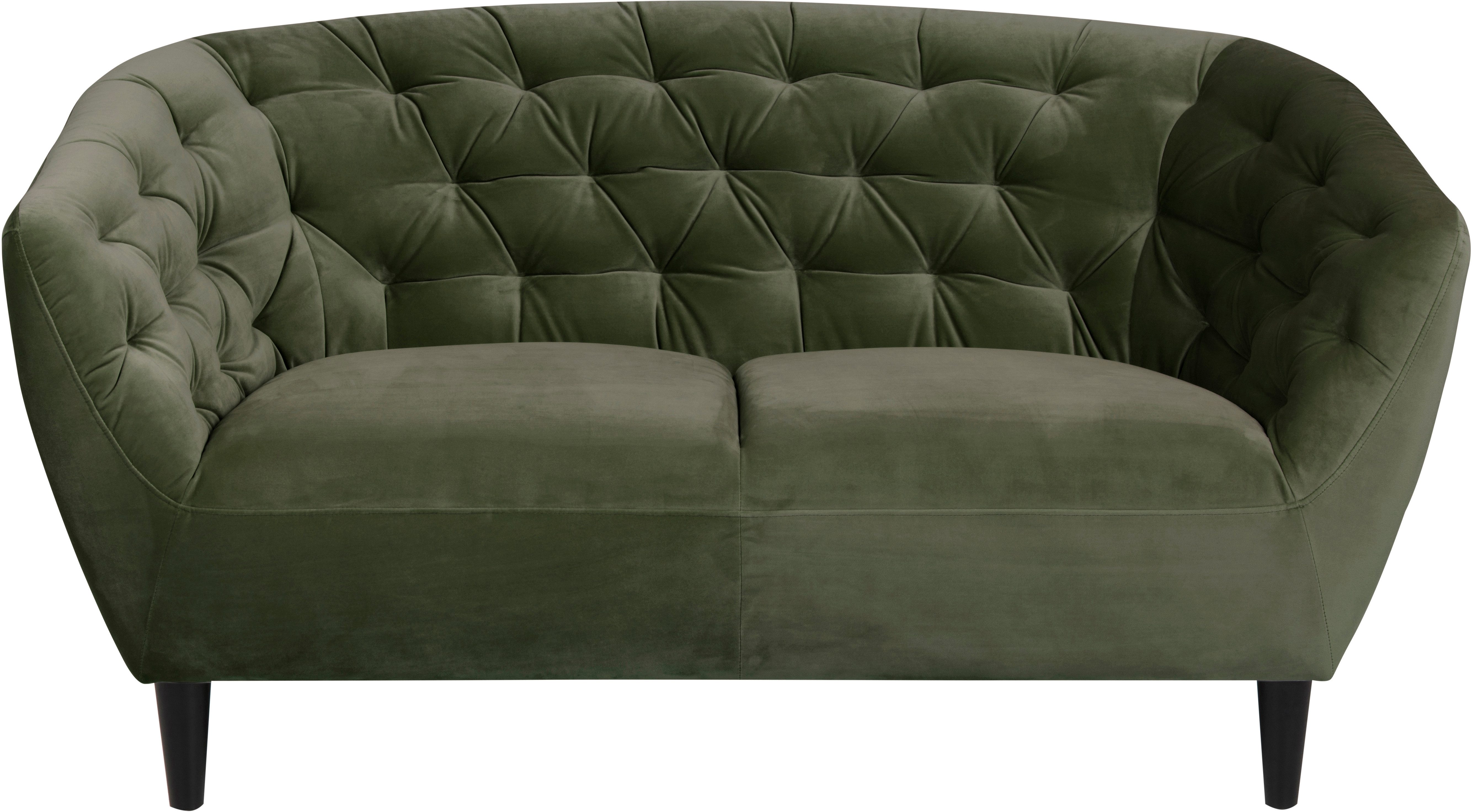 ACTONA GROUP 2-Sitzer Ria Sofa, Couch, Doppelsofa, Loveseat, Samtstoff, Massivholz-Beine, Taschenfederkern, Tufting, mit Armlehnen