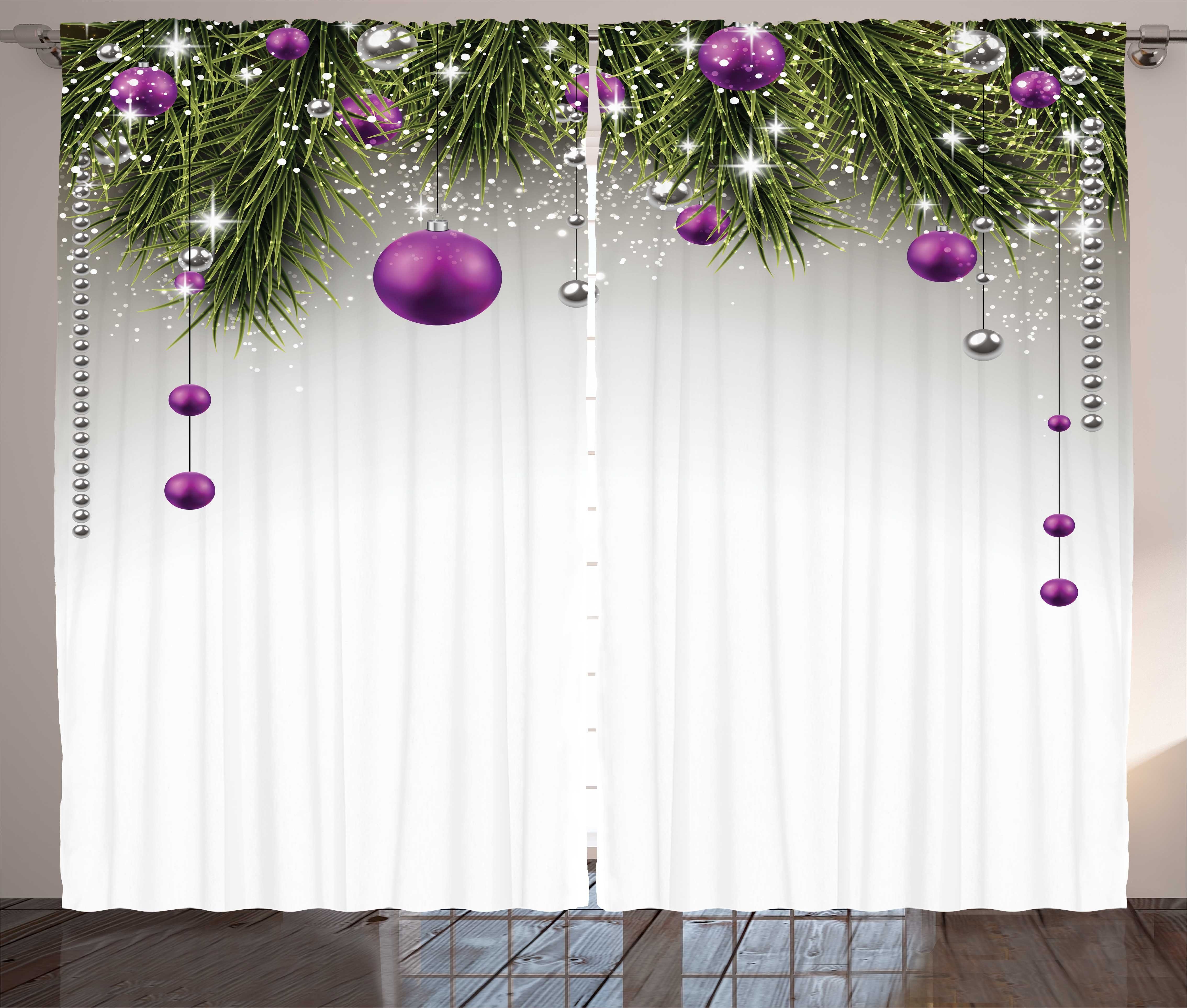 Gardine Schlafzimmer Kräuselband Vorhang mit Schlaufen und Haken, Abakuhaus, Weihnachten Baum