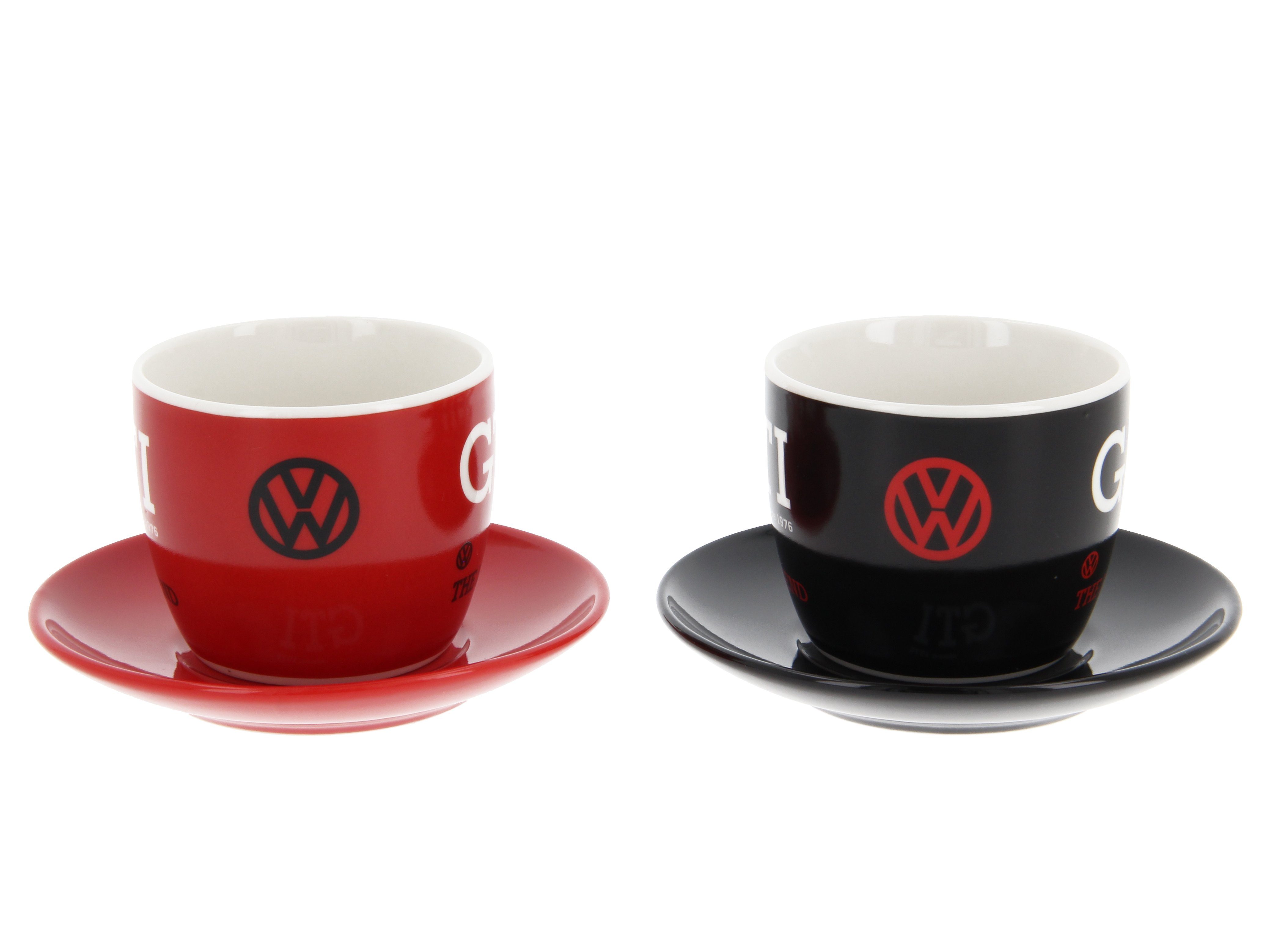 Rot Design Becher kleine Espresso GTI Collection Schwarz, Untertassen, by & VW Keramik mit Bone Kaffeetasse, in BRISA Volkswagen China, New 2er 100ml Espressotasse Set,