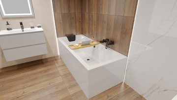 KOLMAN Badewanne Rechteck QUADRO 155x70 + Kopfstütze KODI, Ablaufgarnitur & Füße GRATIS