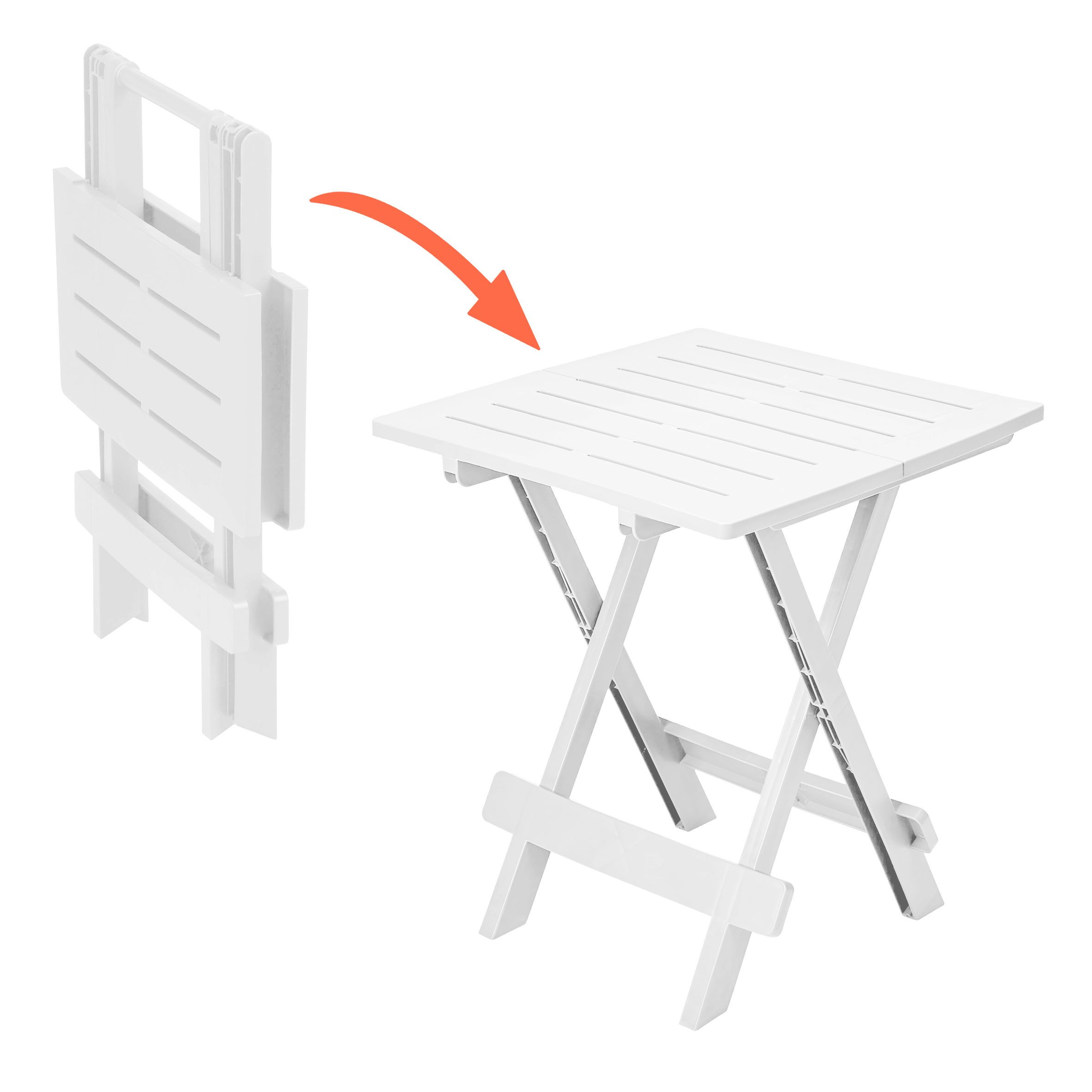 Spetebo Gartentisch Kunstoff Klapptisch ADIGE - weiss (Stück, 1-St., Kunststoff Tisch), Garten Beistelltisch klappbar – Bild 4 von 4