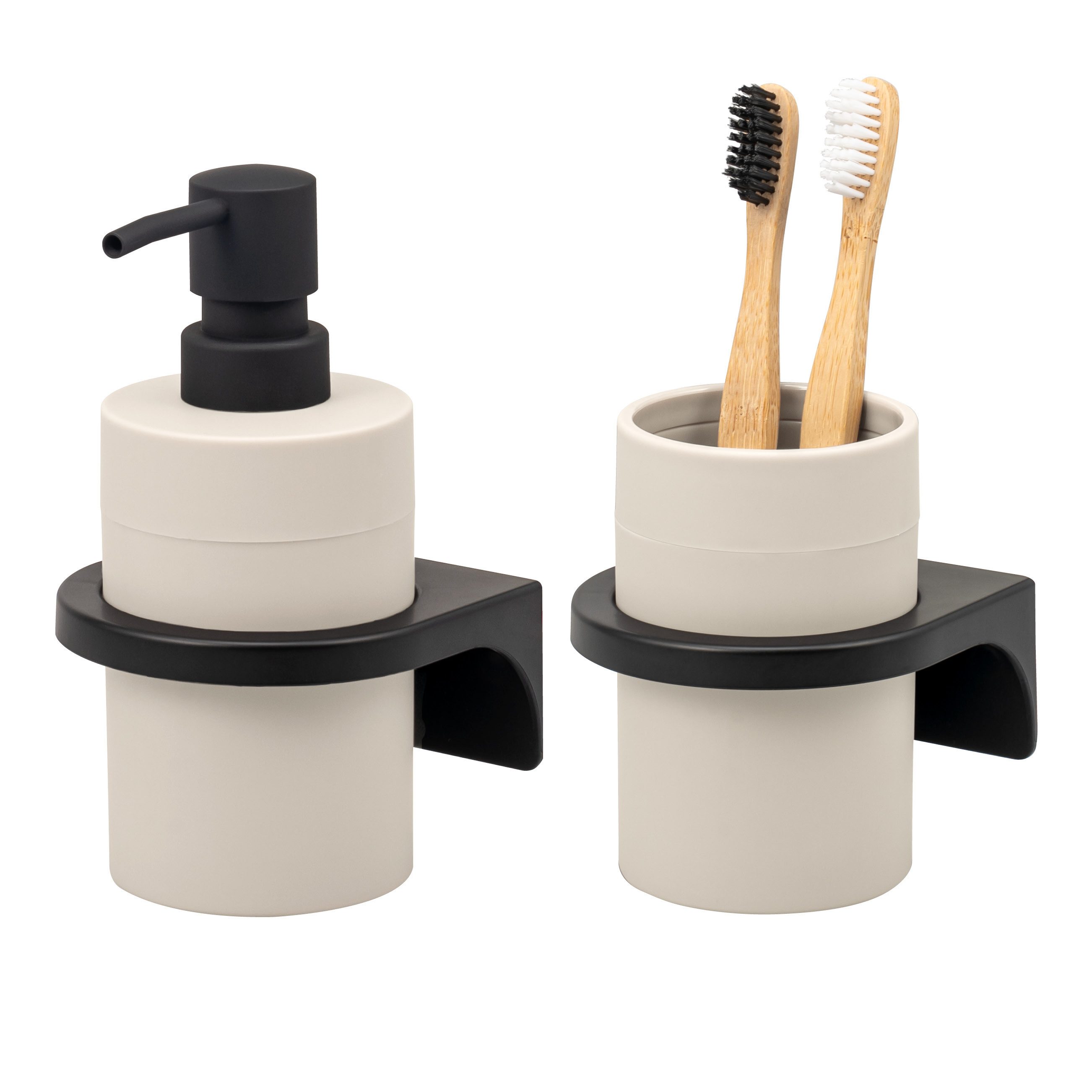 bremermann Badaccessoire-Set Bad-Serie SAVONA Softtouch inkl. Wandhalter, rund, 2 tlg.