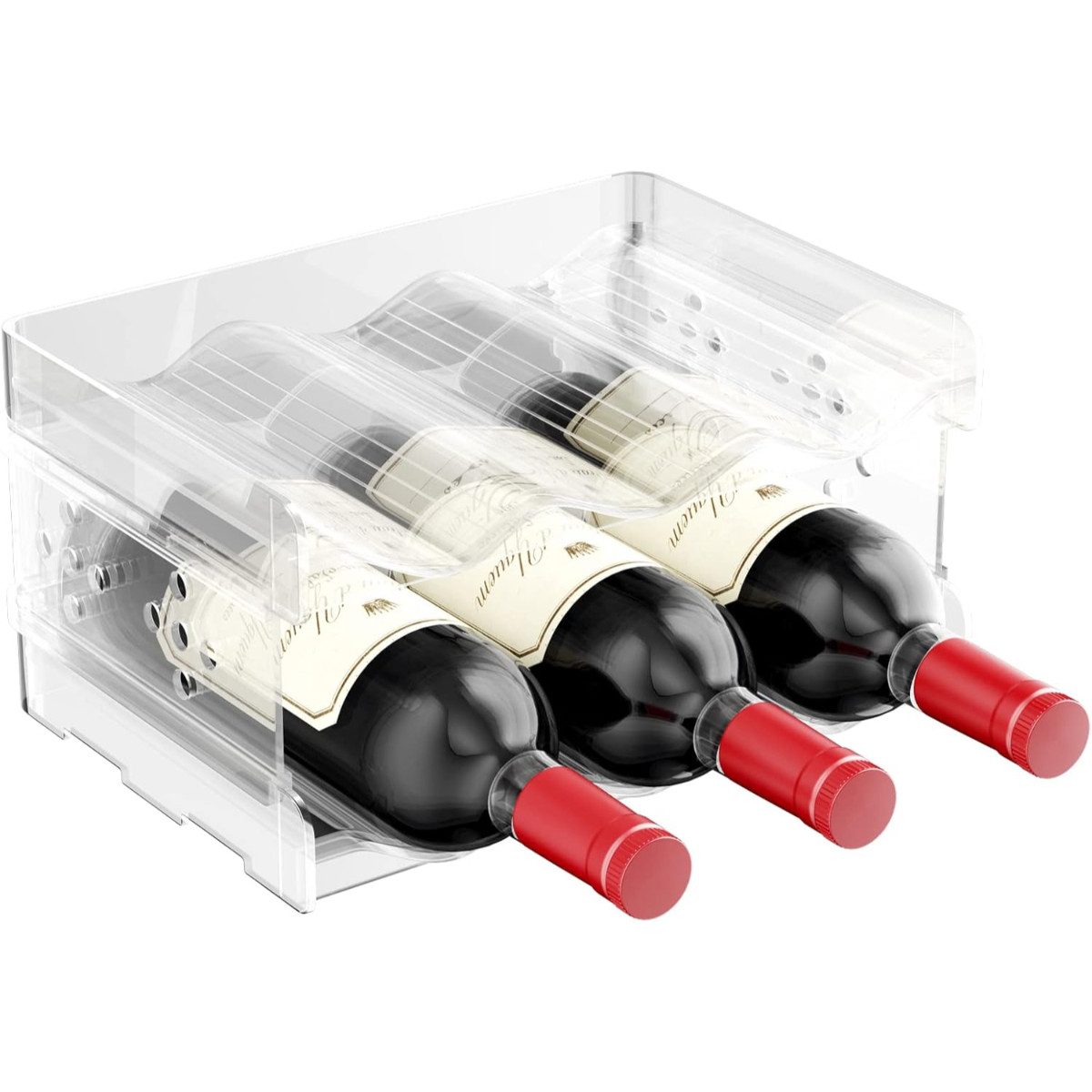 COFI 1453 Weinregal Weinregal Set stapelbar Flaschenregal transparent bis 6 Flaschen
