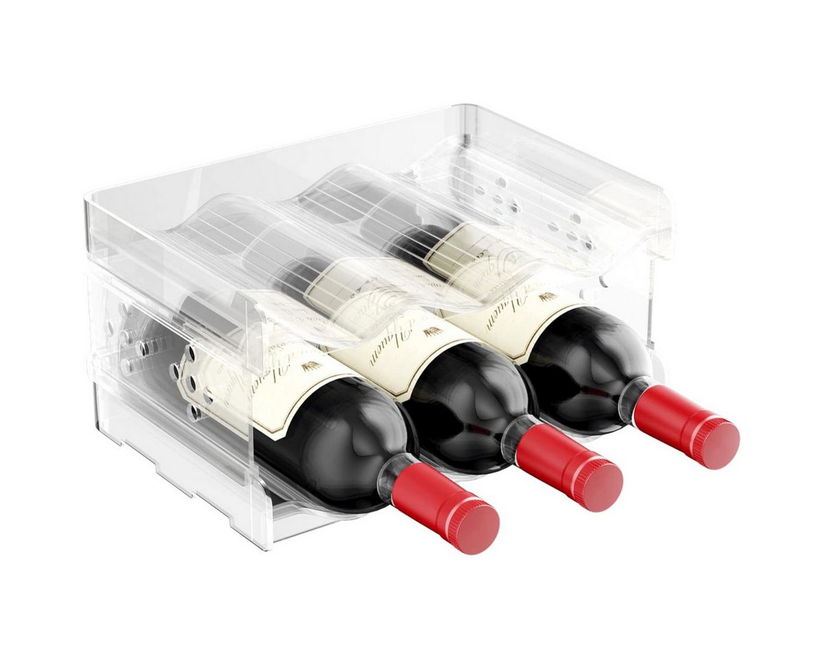 COFI 1453 Weinregal Weinregal Set stapelbar Flaschenregal transparent bis 6 Flaschen