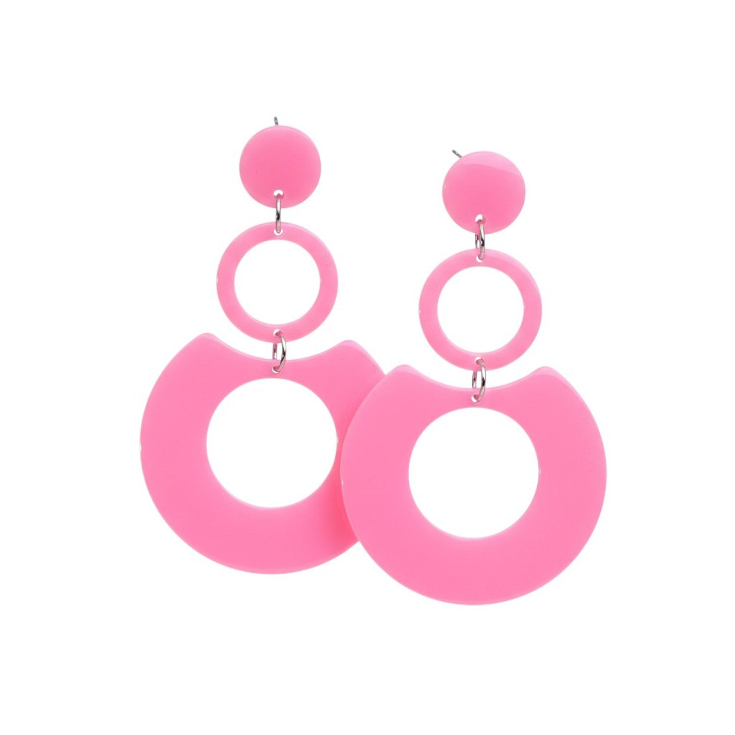 KARMA Paar Ohrhänger Damen Ohrringe bunt 6 cm vers. Farben (Statement-Ohrschmuck, 2-tlg., Sommer Accessoire), modern Damenohrringe Kreis groß