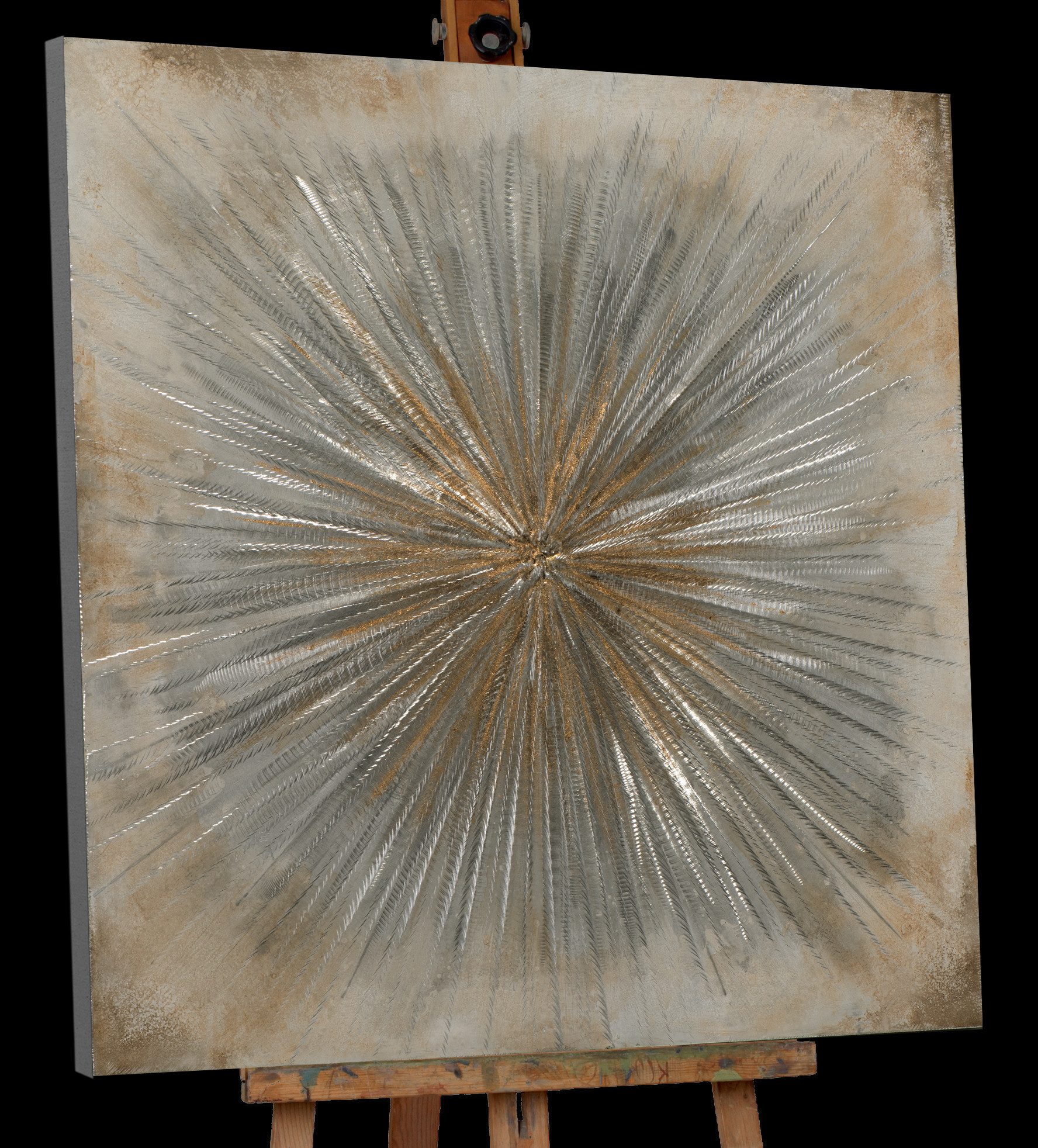 ArtUniverse Gemälde Sonne in Gold und Silber 100x100 cm, .