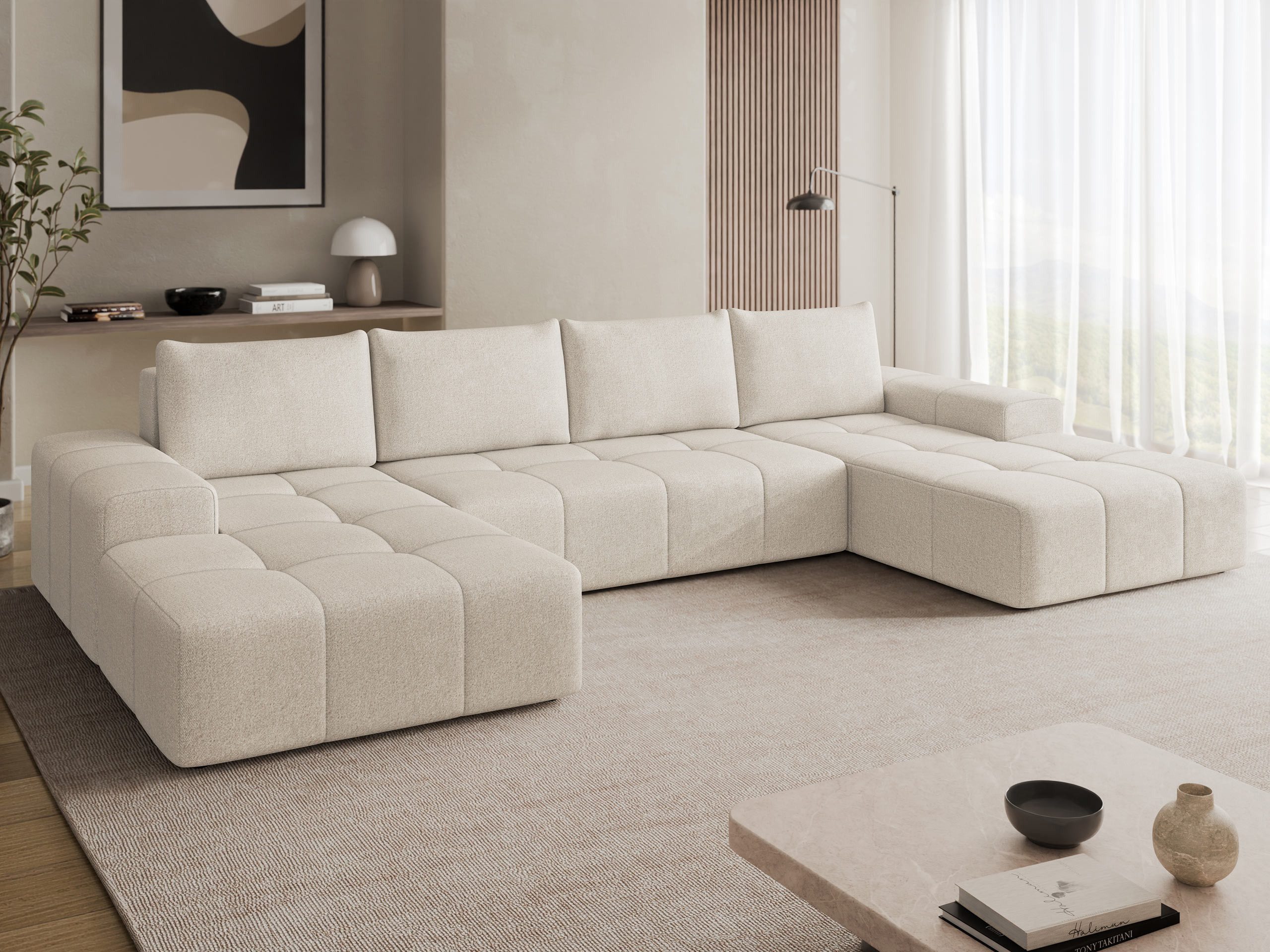 MIRJAN24 Wohnlandschaft Tonseo U, mit Bettkasten und Schlaffunktion, U-Form, Kissen-Set, Elegant