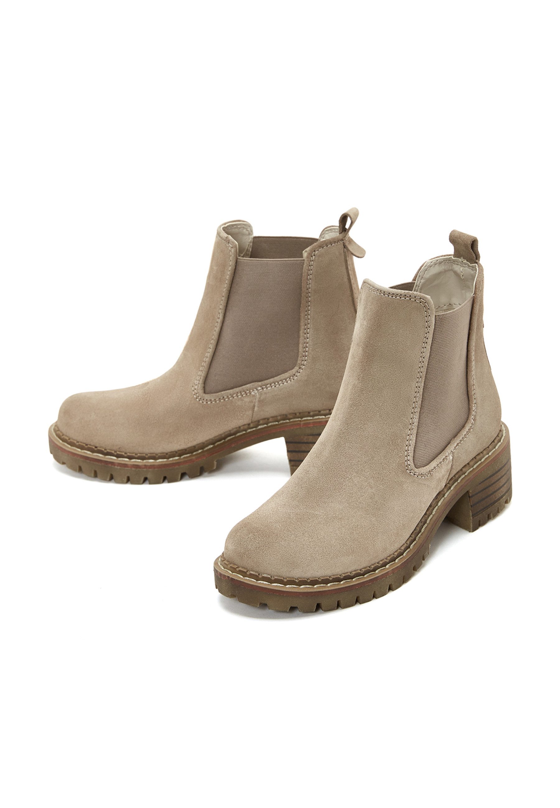 Derimod Chelsea-Stiefel aus Veloursleder Chelseaboots Stofffutter, TPU Sohle, Absatz 3 cm