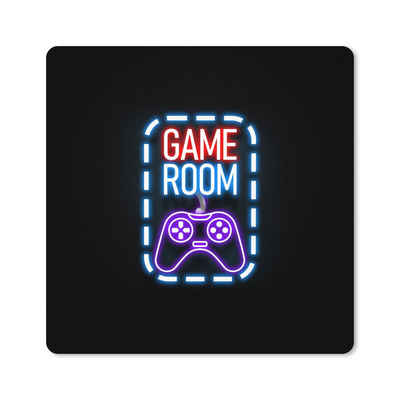 MuchoWow Gaming Mauspad Neon - Zitate - Spielzimmer - Controller - Schwarz (1-St), Gaming, Rutschfester Unterseite, Mausunterlage, 80x80 cm, XXL, Großes