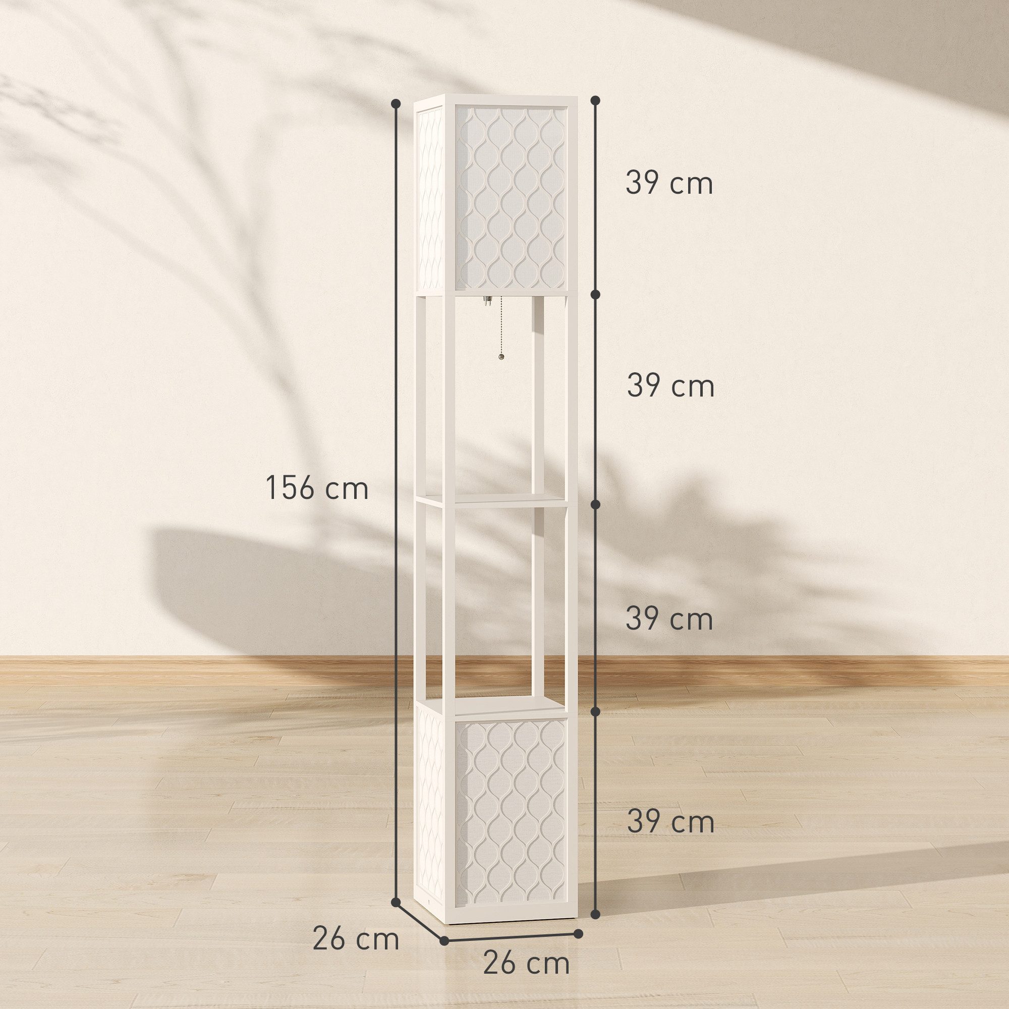 HOMCOM Stehlampe 40 W Standlampe mit E27 Sockel, 2 Ablagen, mit Doppellicht, LED, Halogenlampen, Glühbirnen, warm, exkl. Leuchtmittel, für Wohnzimmer, Schlafzimmer, Hellgrau