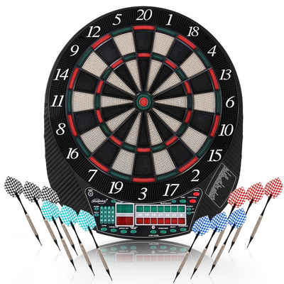 Physionics Dartscheibe Dart-Scheibe Elektronisch 12 Soft Pfeile E-Dartboard Profi Dartspiel