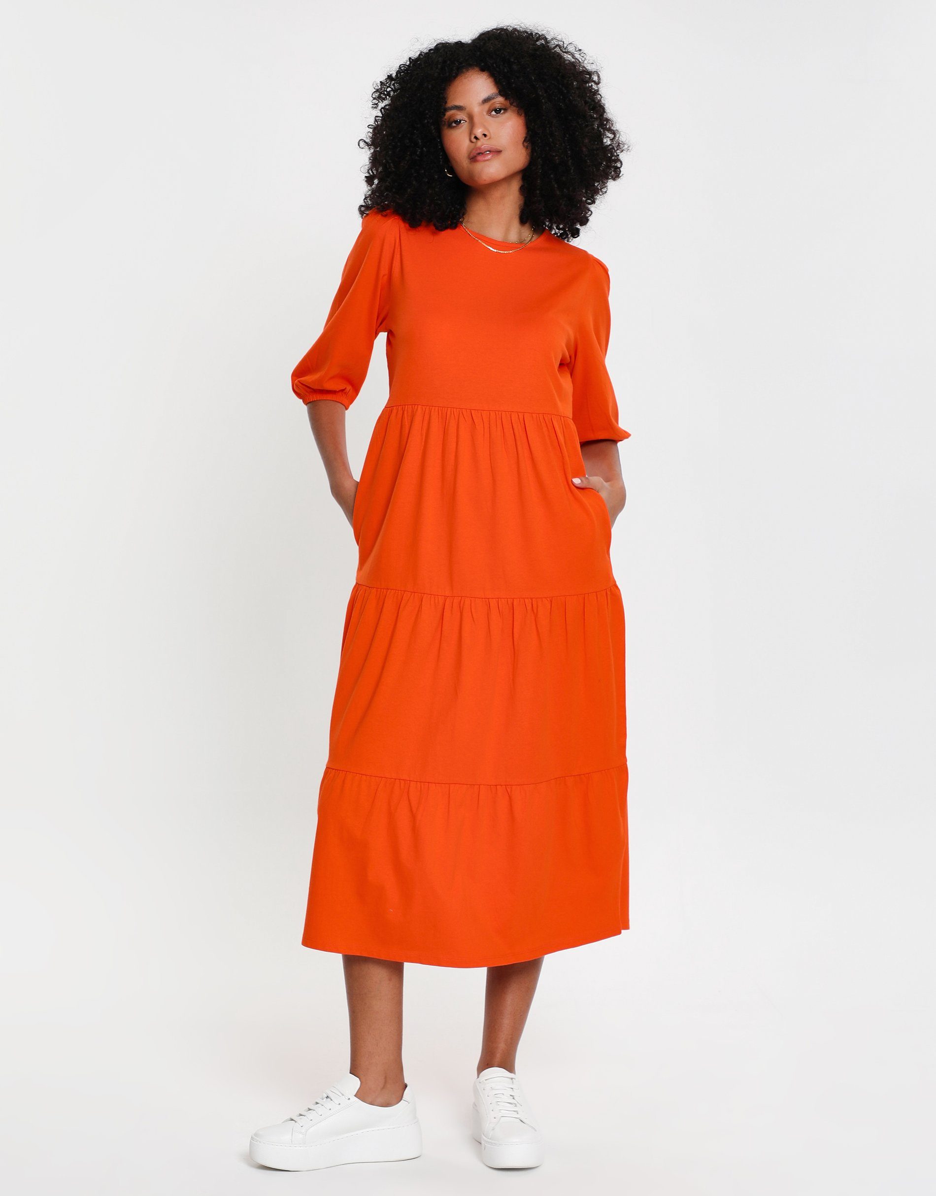 Threadbare Sommerkleid THB Finn Midi Tiered Dress Orange