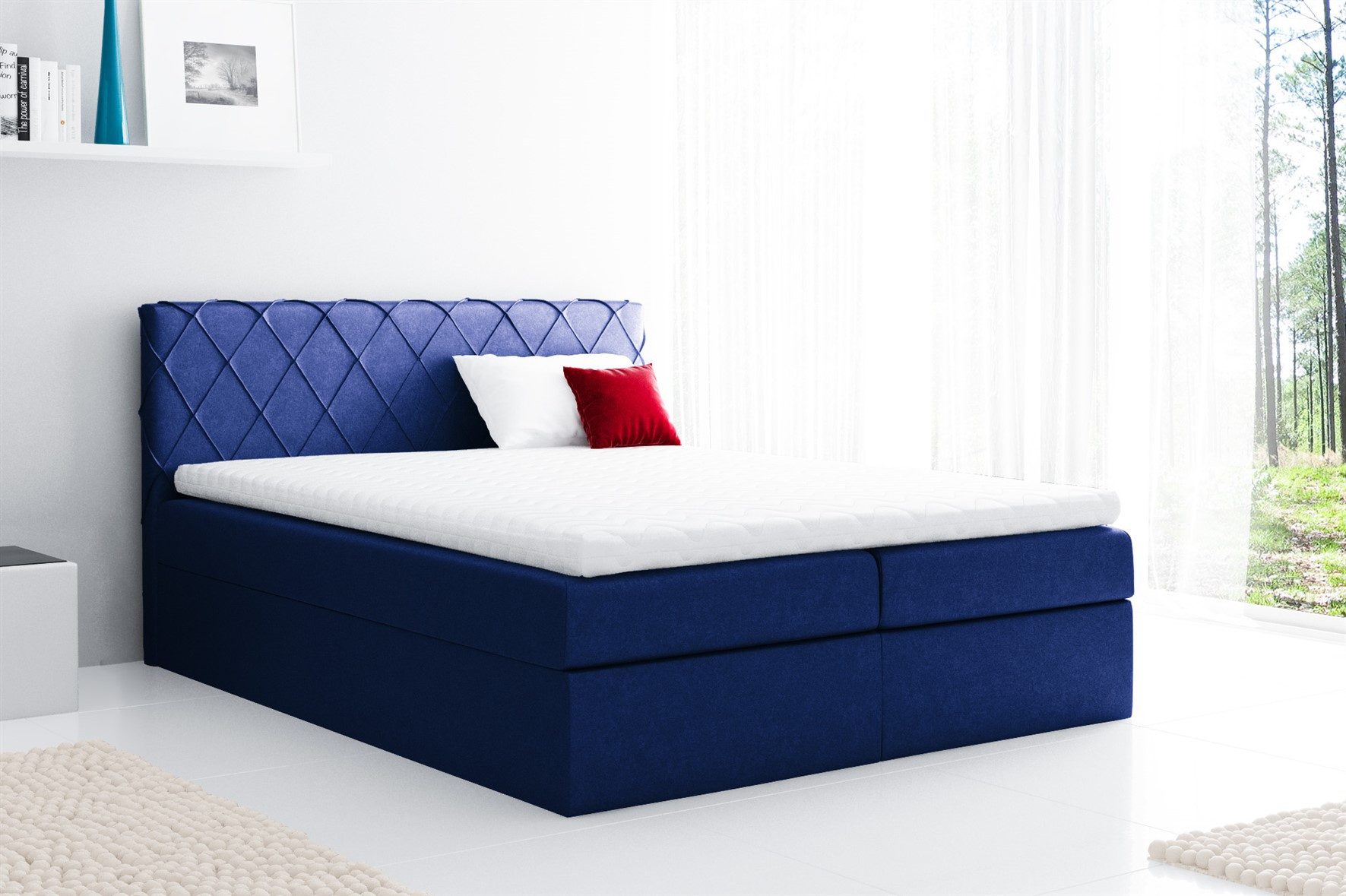 Fun Möbel Boxbett Schlafzimmerbett GRETA in Stoff Riviera (Gepolstertes Kopfteil und gepolsterte Bettkästen, inkl. Kaltschaumtopper), inkl. Bettkasten