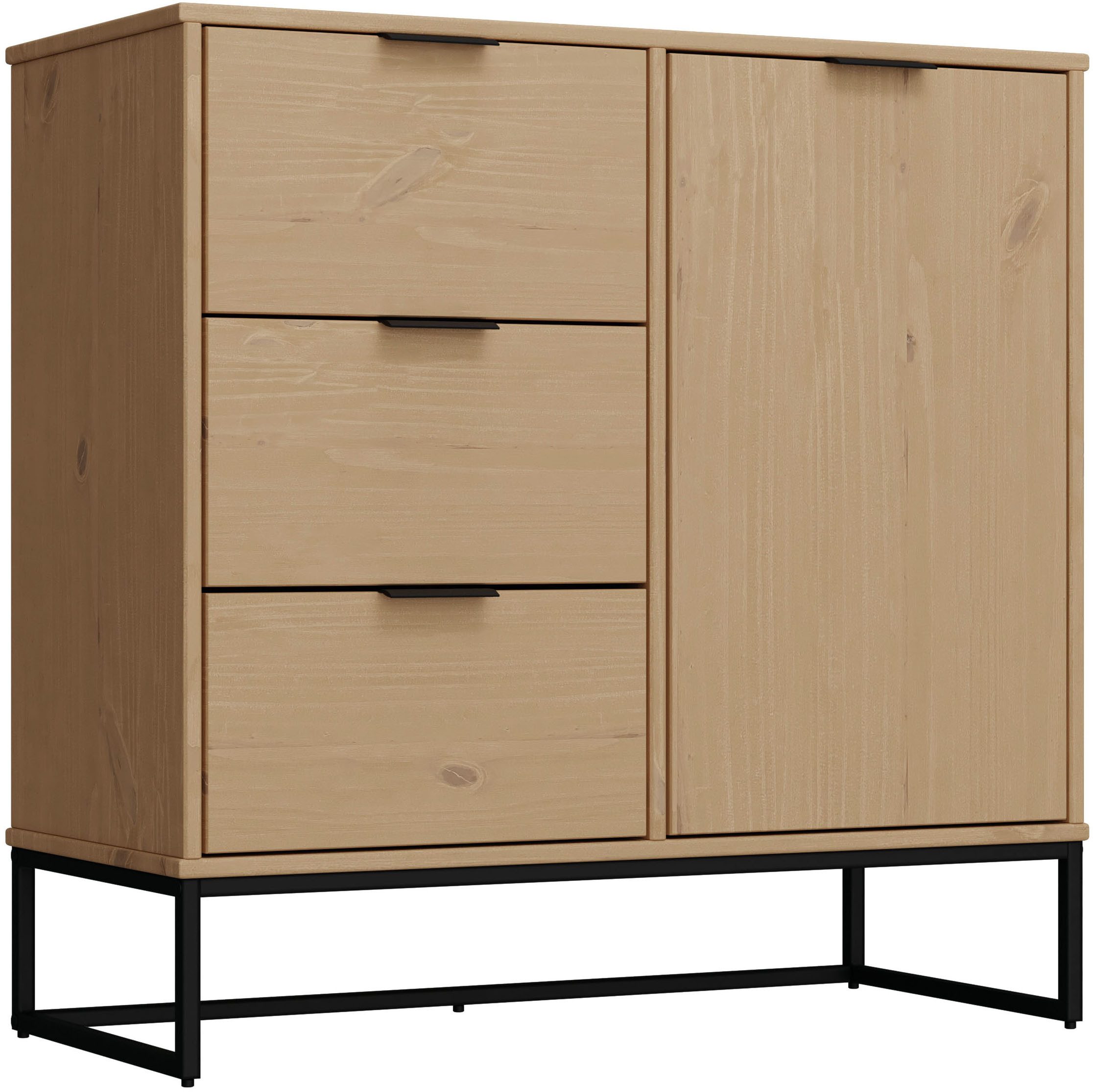 Inter Link Kombikommode Vivo (1 St), Kiefer Massiv, Soft-Close, Industrial Style, BxTxH: 100 x 45 x 80 cm