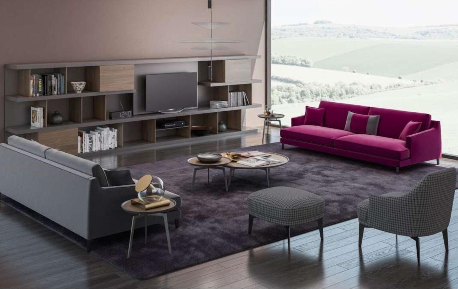 in Sitzer Luxus Wohnzimmer Teile, 3+2+1 Sofagarnitur Hocker, Graue Europe 4 Moderne Made Sofa JVmoebel