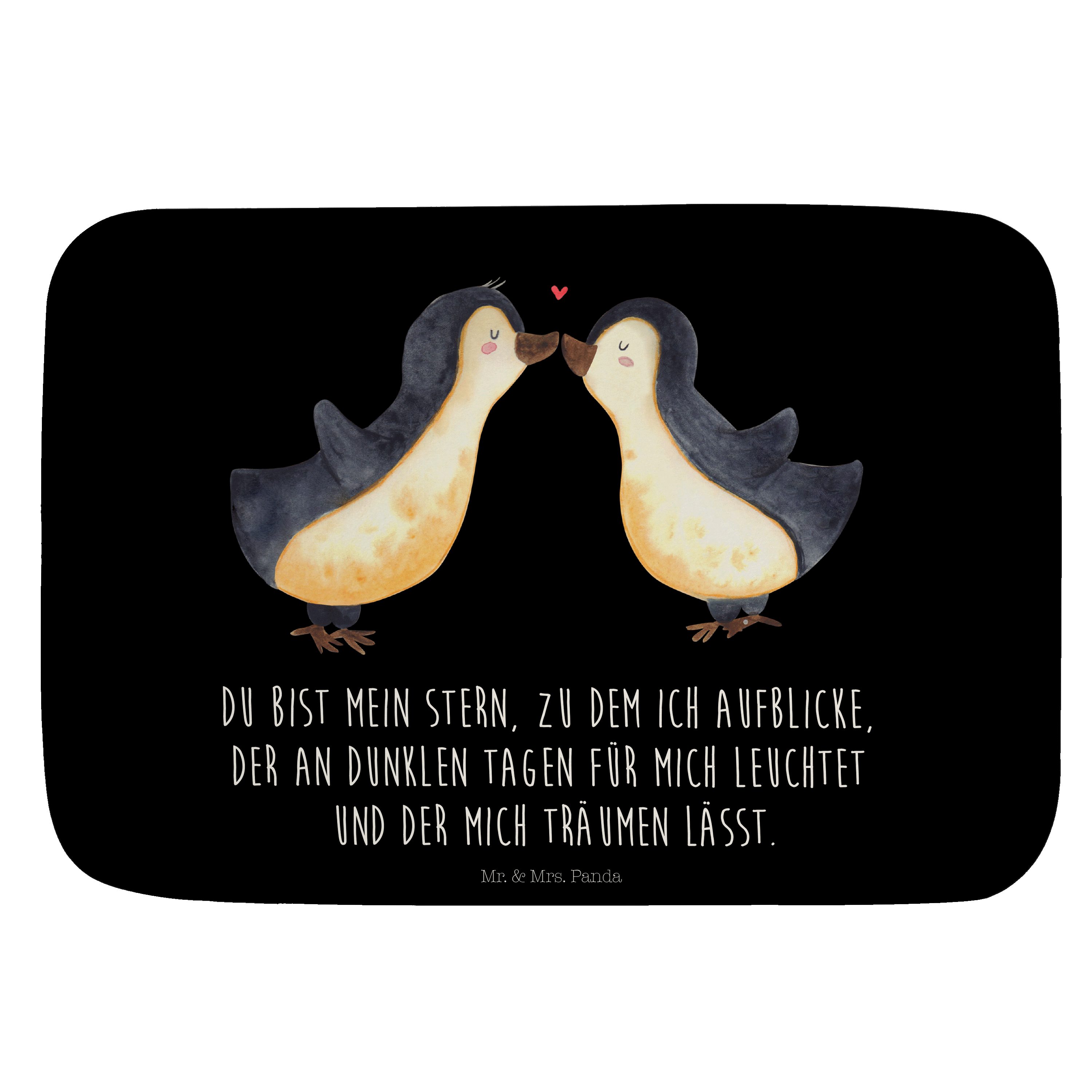 Badematte Pinguin Liebe Schwarz Geschenk, Liebesspruch, Badteppich
