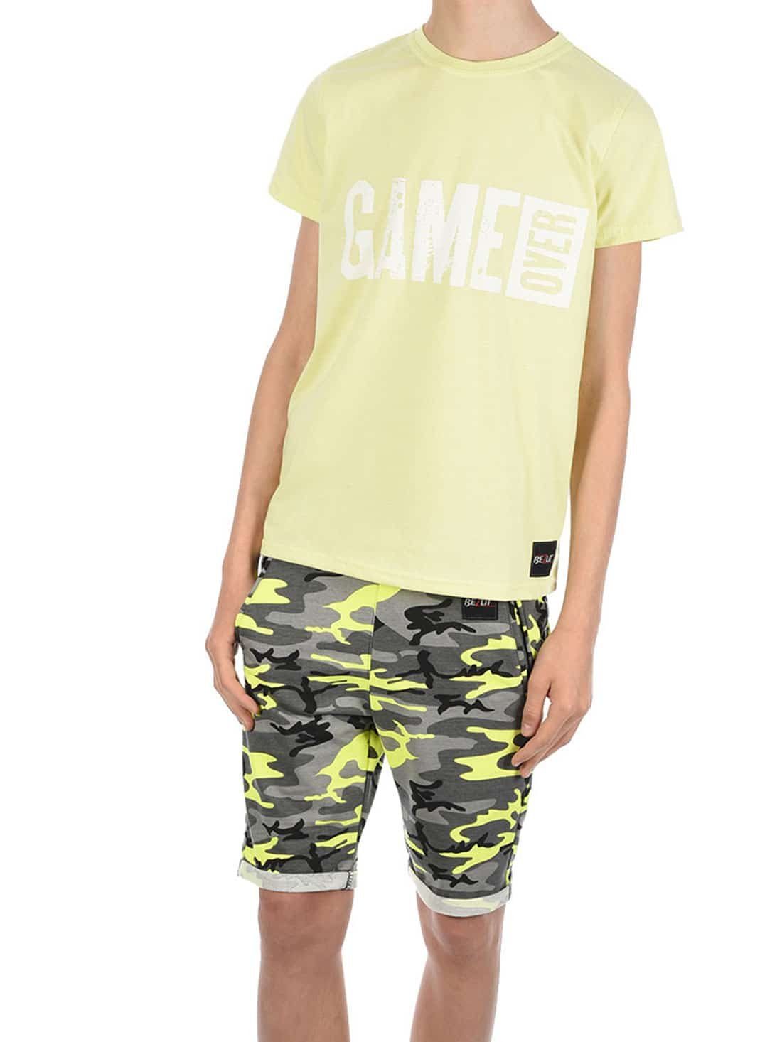 Camouflage mit elastischem & BEZLIT Shorts Bund Gelb (1-tlg) Gelb / Jungen Set T-Shirt Sommer