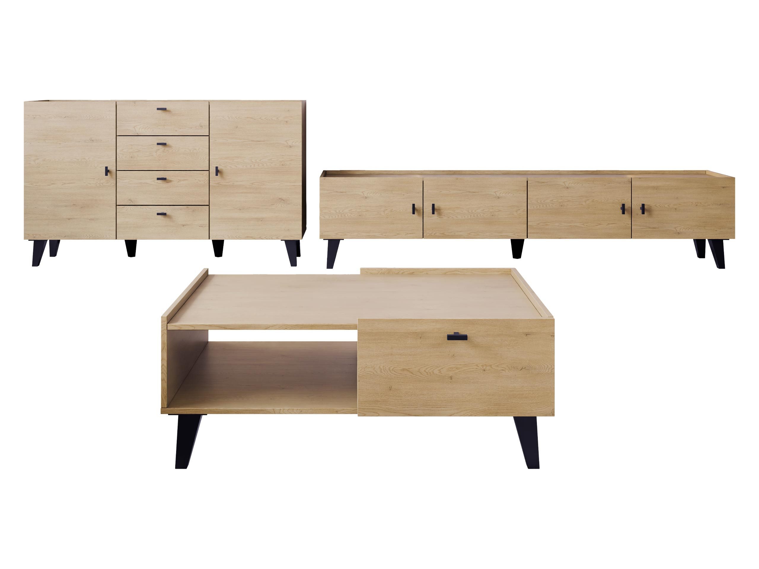 MIRJAN24 Wohnzimmer-Set Vurkizo, (3er-Set, Kommode, TV-Lowboard, Couchtisch günstig online kaufen