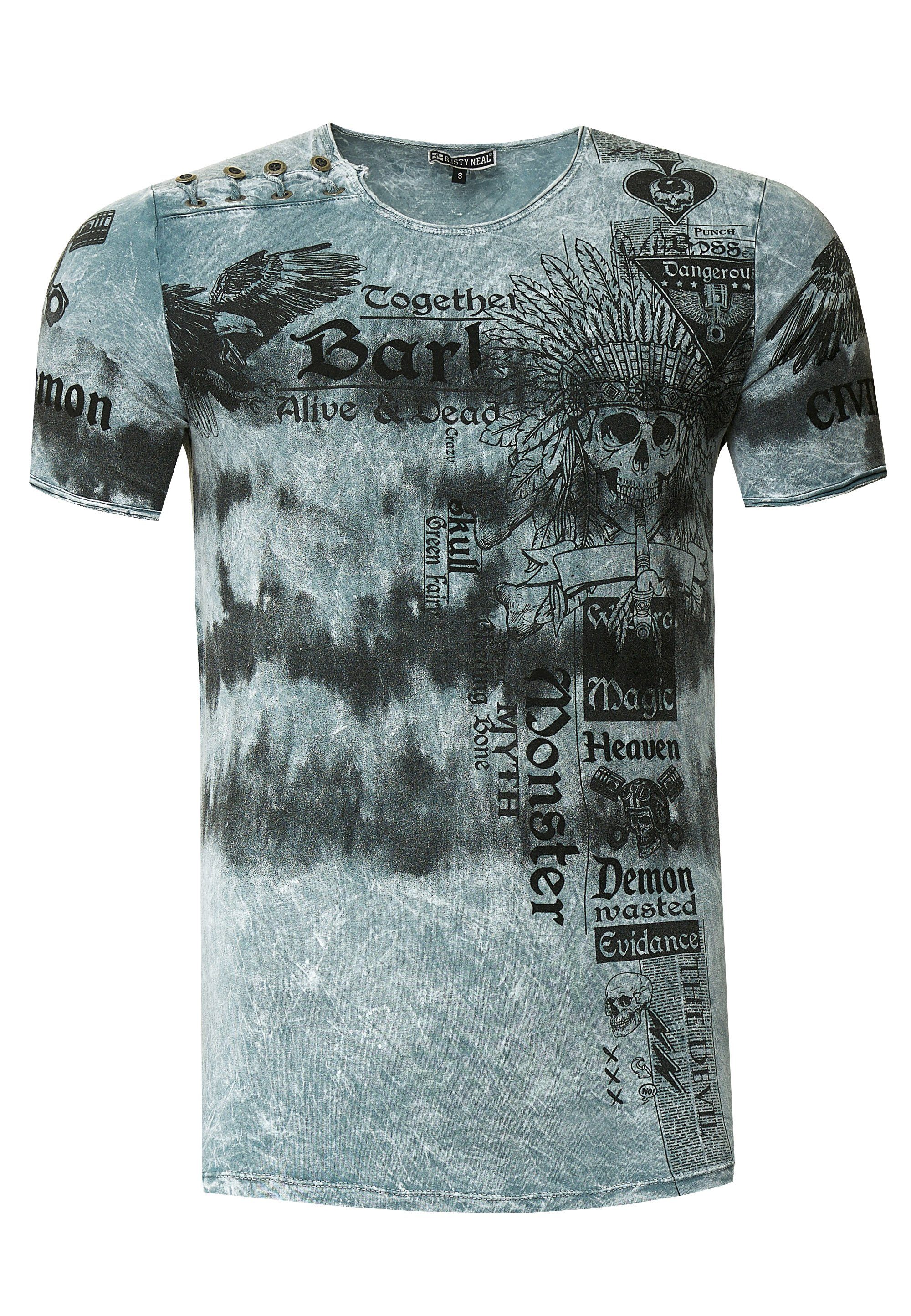Rusty Neal T-Shirt in lässiger Batik-Optik