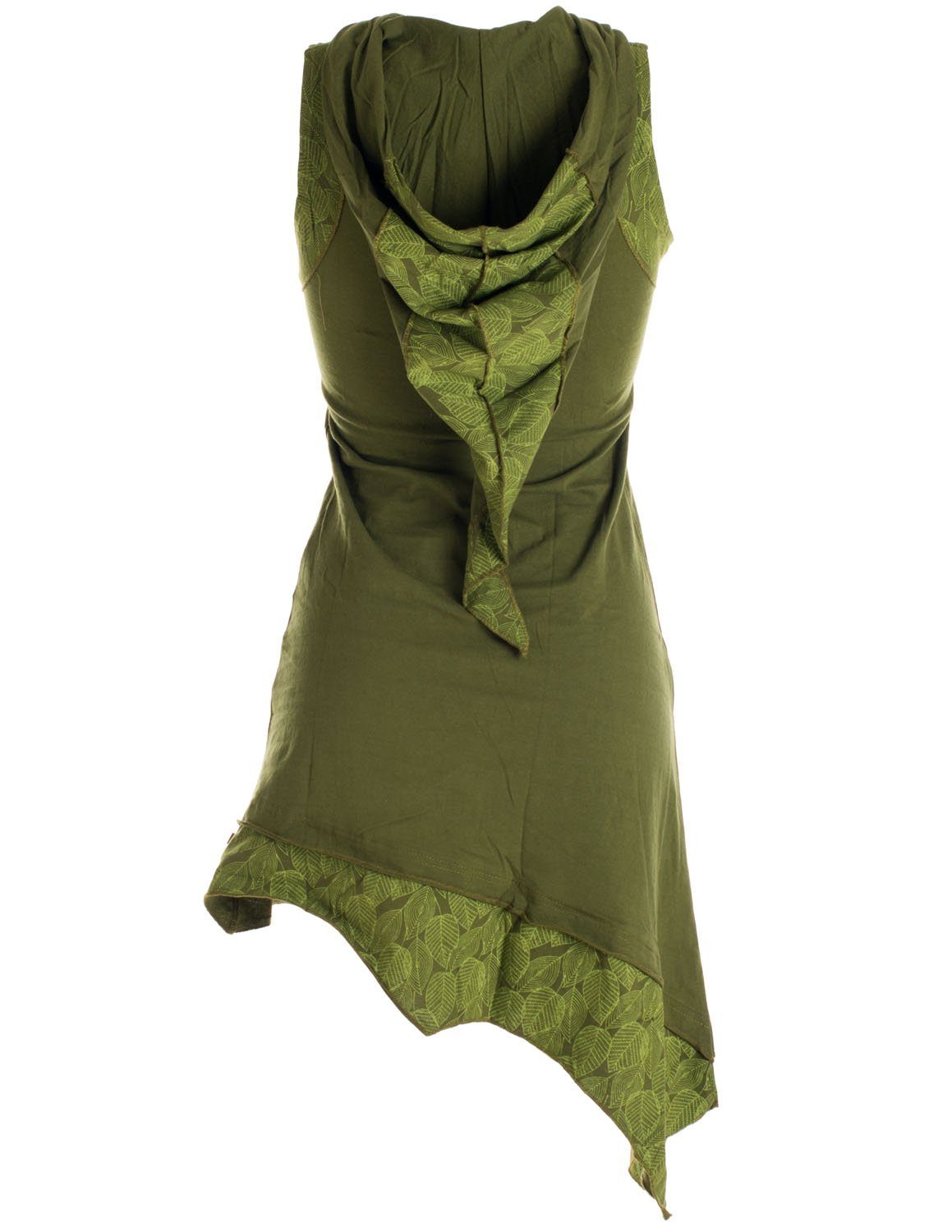 Vishes Sommerkleid Asymmetrisches Elfenkleid mit Zipfelkapuze Hippie, Boho, Ethno Elfen Style – Bild 2 von 3