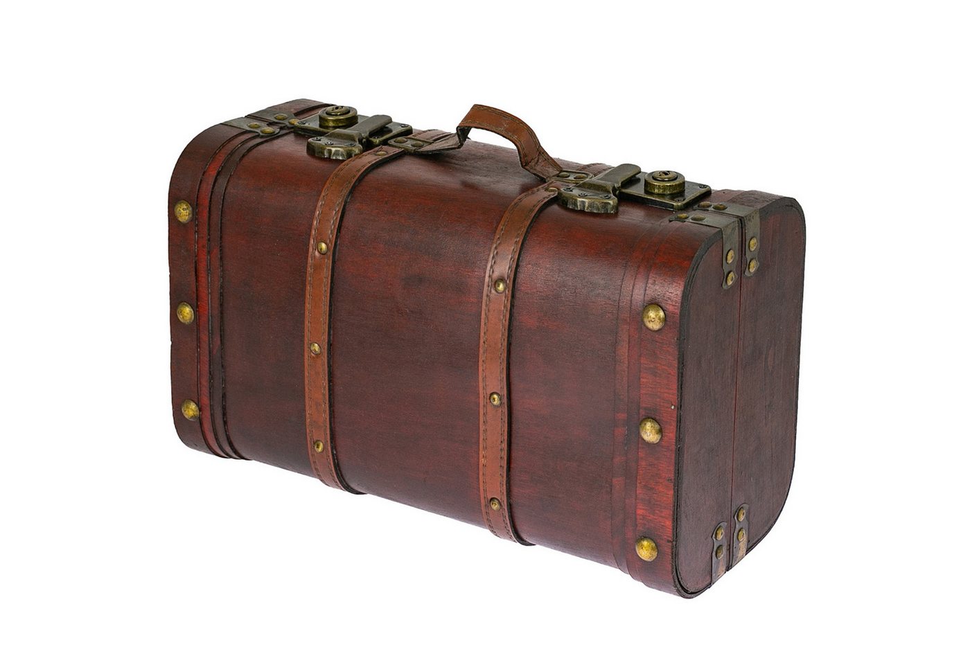 HMF Schatzkiste Schatztruhe aus Holz große Schatzkiste mit Schnappverschlüssen Vintage (1 St), Koffer für Kindergeburtstag Hochzeit Jubiläum 40 x 23,5 x 16,5 cm Peru