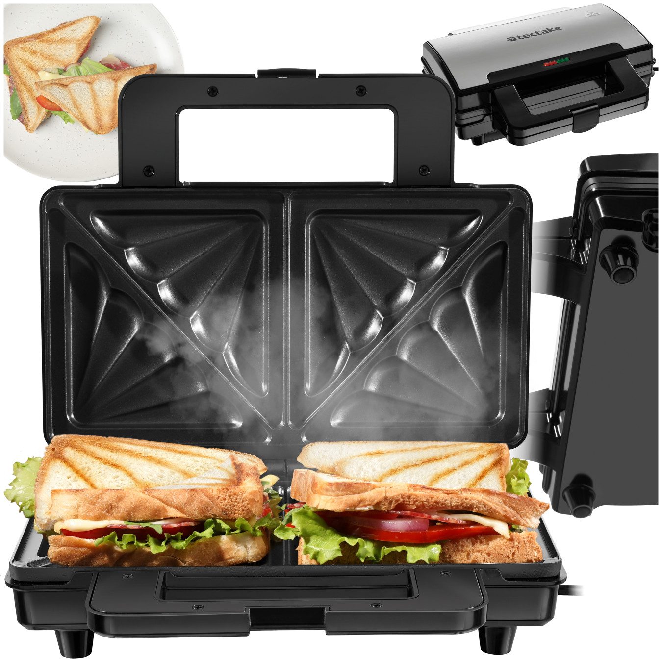 Sandwichmaker Sandwichtoaster SK1000W, antihaftbeschichtet, hitzebeständig