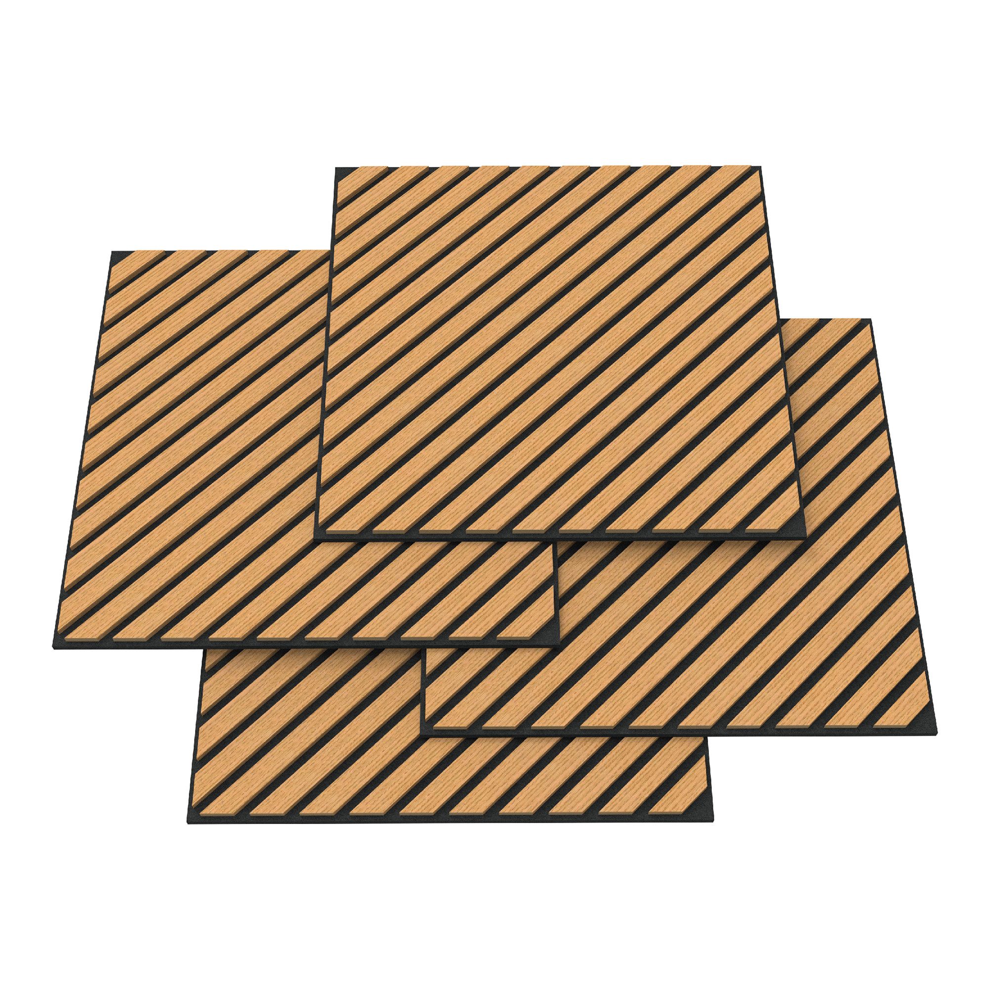neu.holz 3D Wandpaneel, BxL: 60x60 cm, (Set, 12-tlg) »Vang« mit diagonalen Lamellen 60x60 cm Eichenoptik, dunkel
