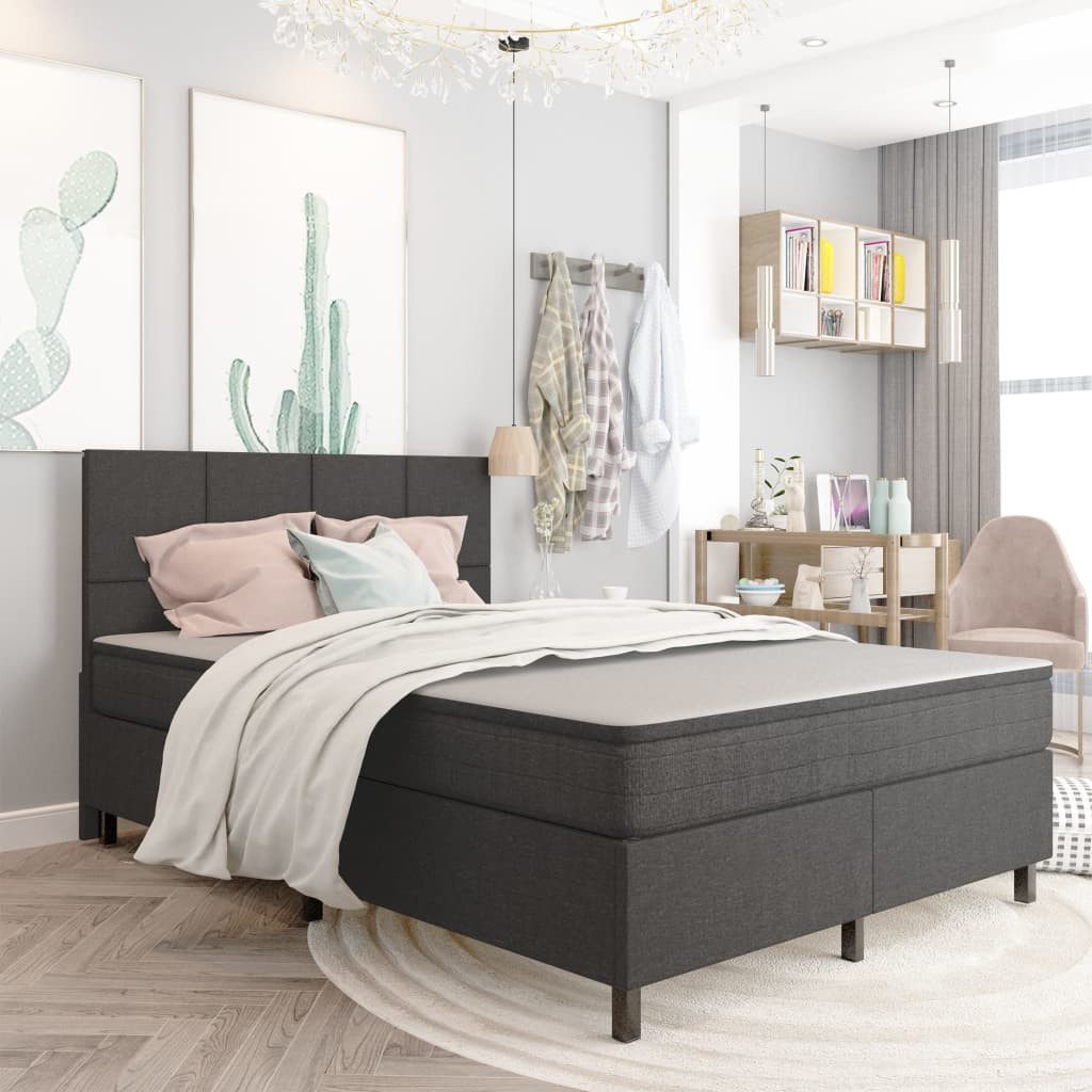 vidaXL Boxspringbett, Boxspringbett Dunkelgrau Stoff 160x200 cm günstig online kaufen