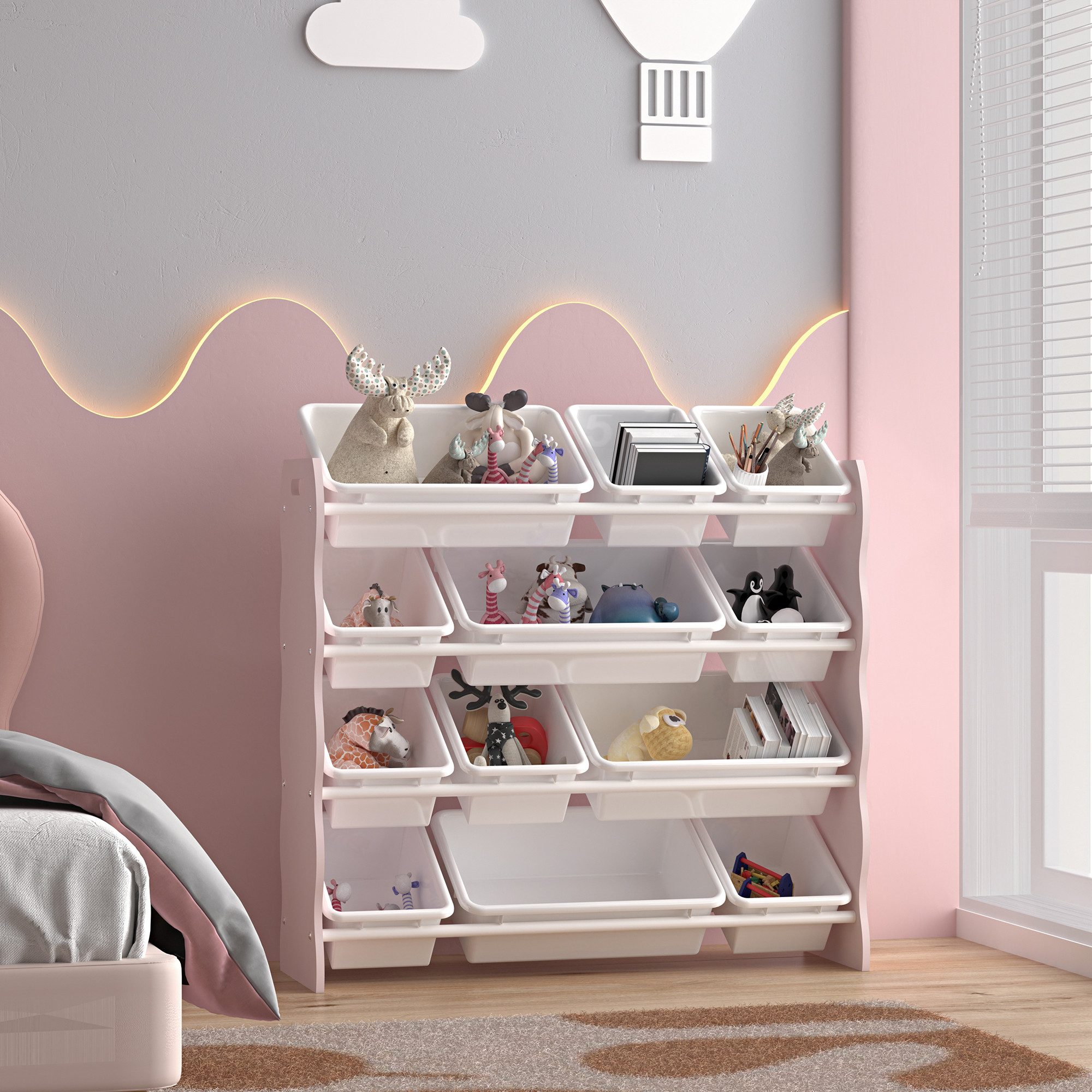 en.casa Kinderregal, »Vestnes« mit 12 Aufbewahrungsboxen 78x86x27 cm Cotton günstig online kaufen