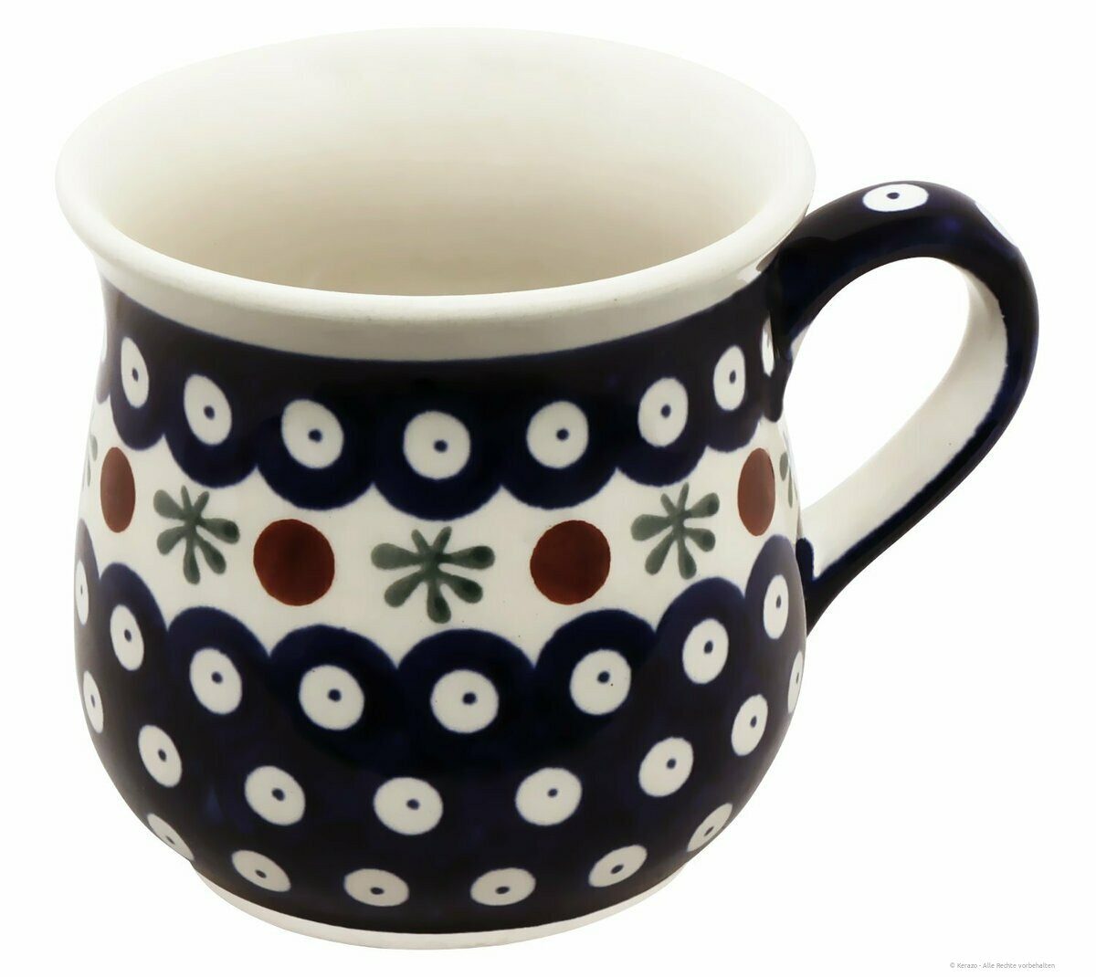 Bunzlauer Keramik Becher Kaffeebecher 250ml Tasse Becher bauchig ausgestelltem Rand Dekor 41, Keramik